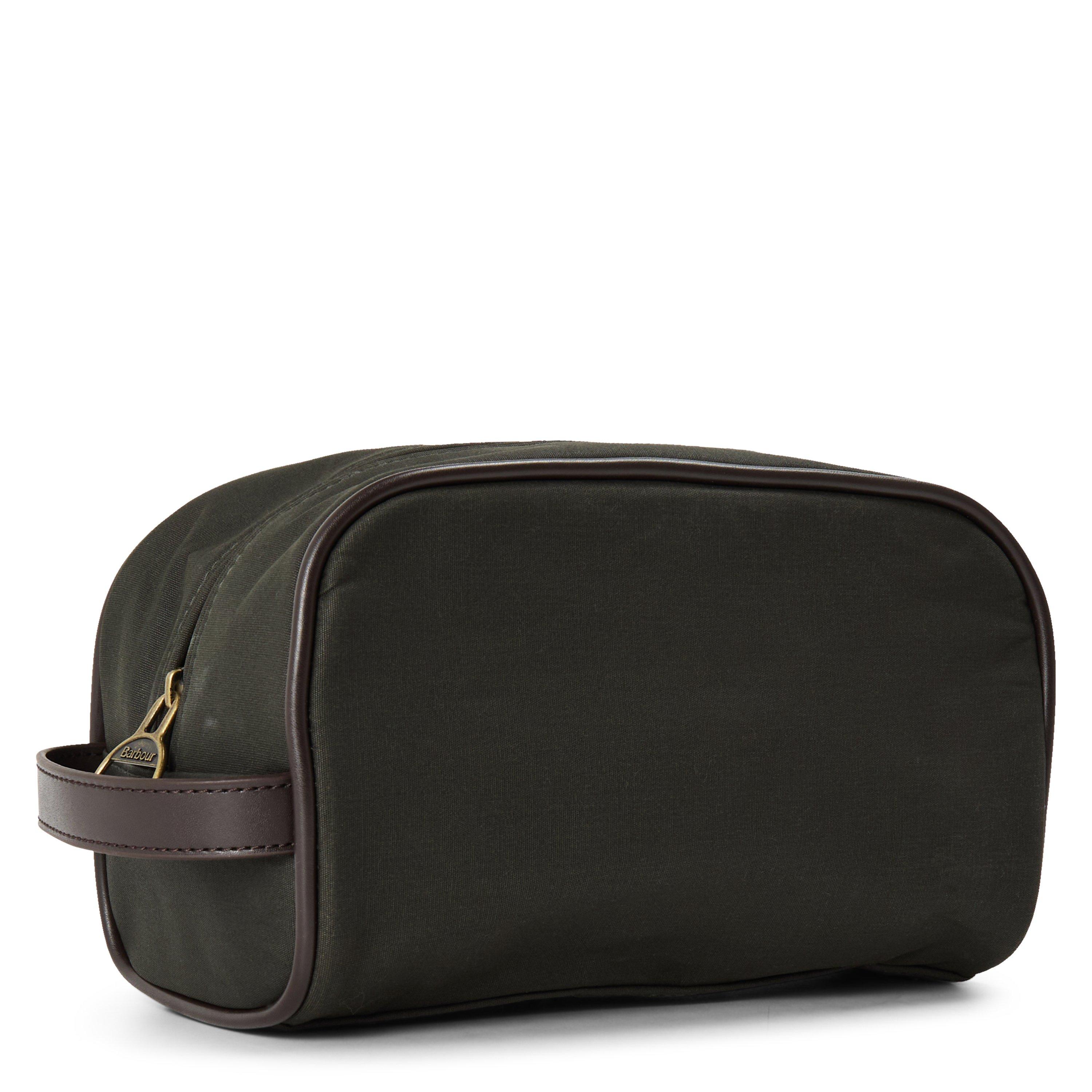Olive/Beacon - Barbour - Waxed Water Resistant Wash Bag - 2