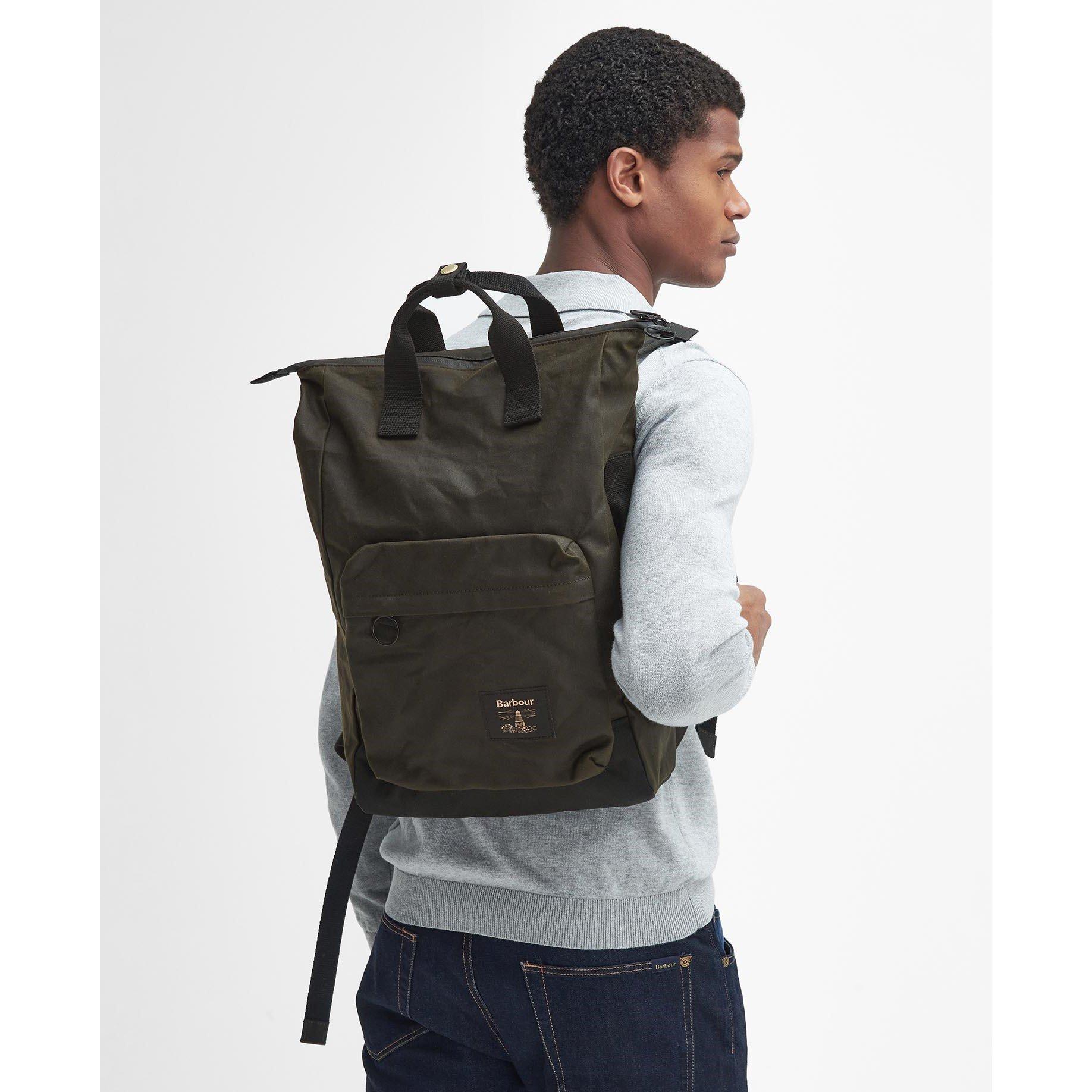 Olive/Black - Barbour - Field Waxed Backpack - 6