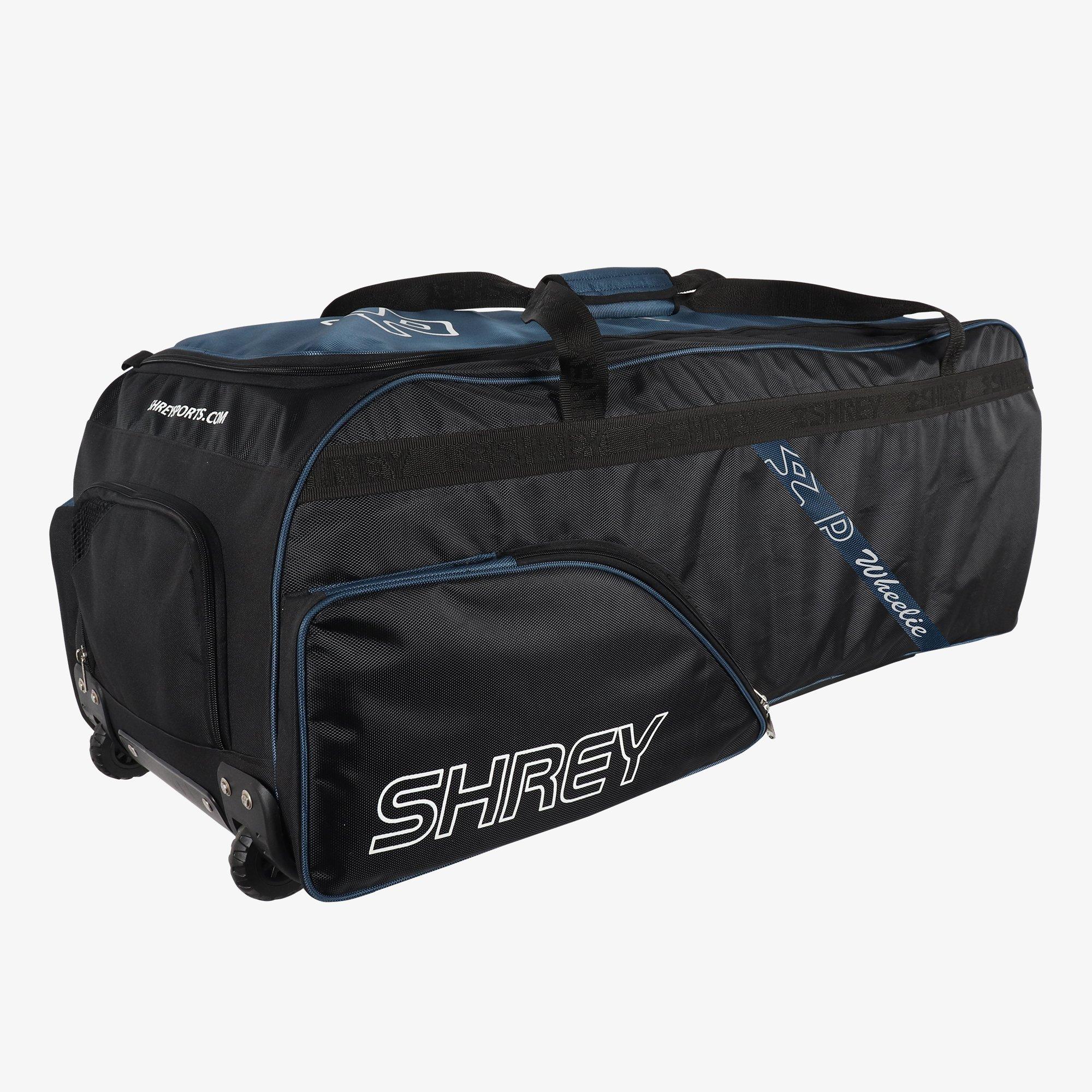 Black/Blue - Shrey - Men's Pro Wheelie 129L Water Resistant Holdall - 2