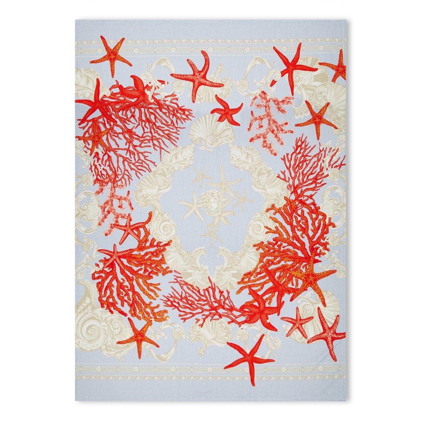 Versace Home Barocco Bath Sheet - Blue and Coral - Bath Sheet