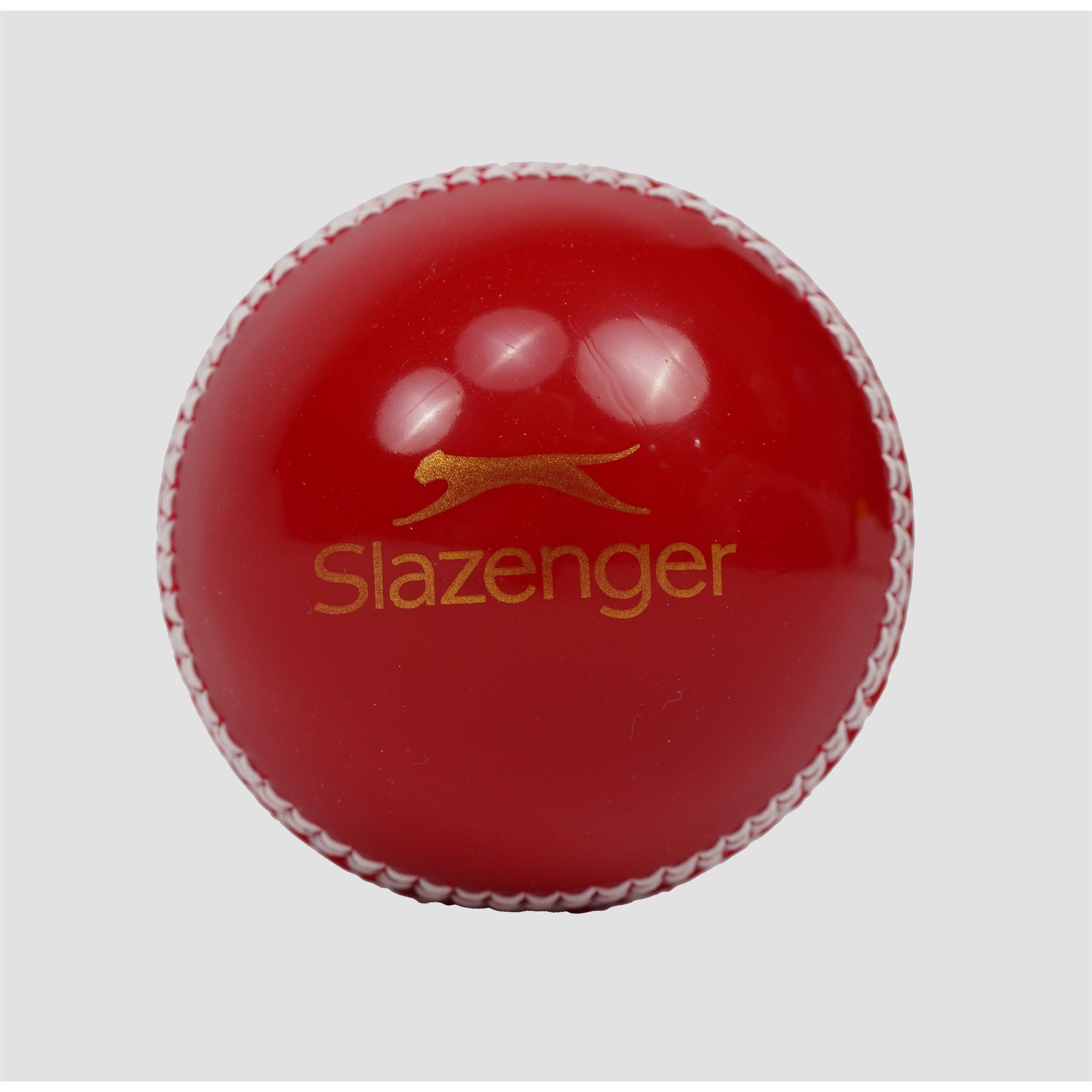 Slazenger  High Visibility Leather Cricket Ball - Red/White - Senior