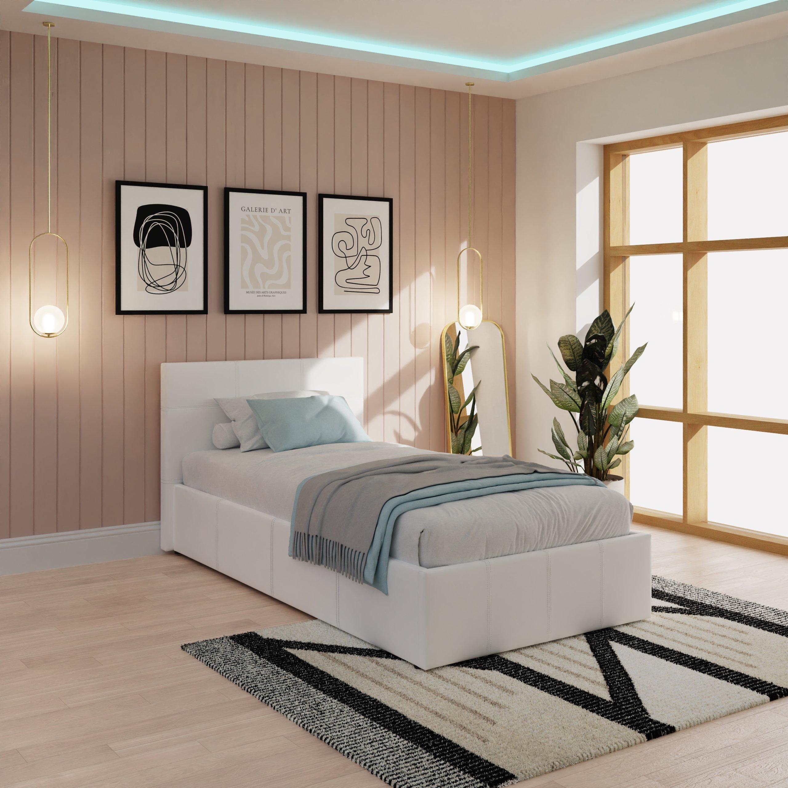 Gfw Unisex White Side Lift Ottoman Storage Bed In | : Single - Image 9