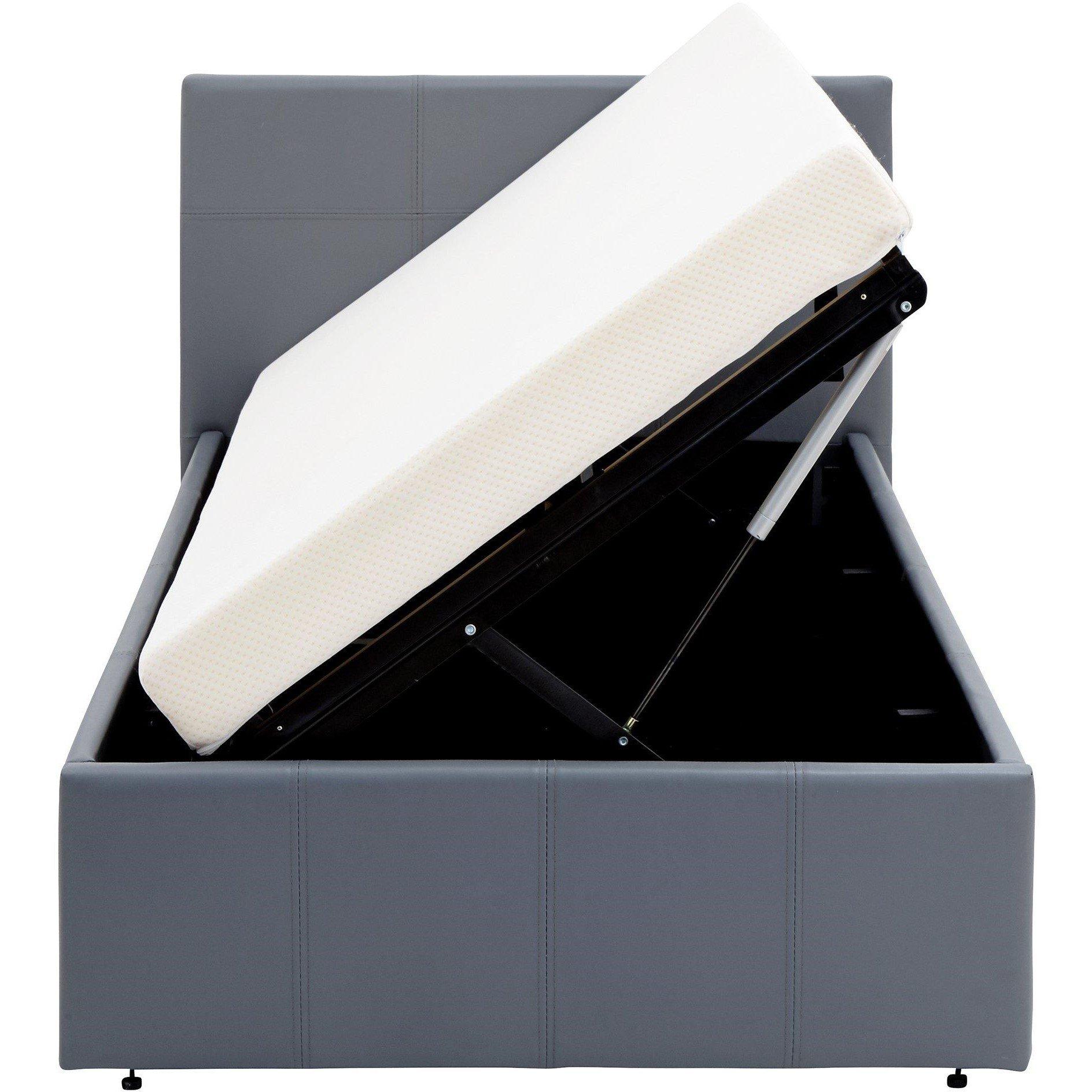 Grey - GFW - Side Lift Ottoman Storage Bed 90cm with Mattress