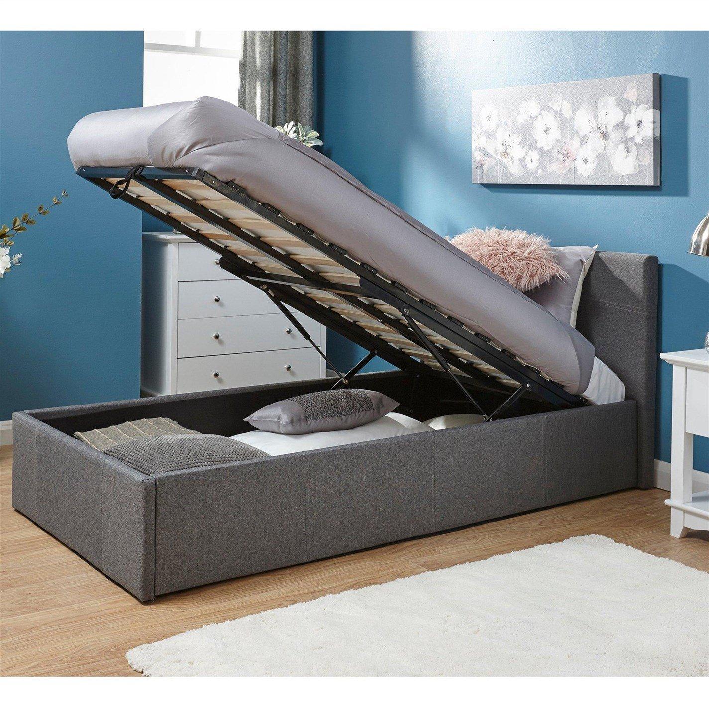 Gfw  End Lift Ottoman Storage Bed 120Cm With Mattress - Grey - Single