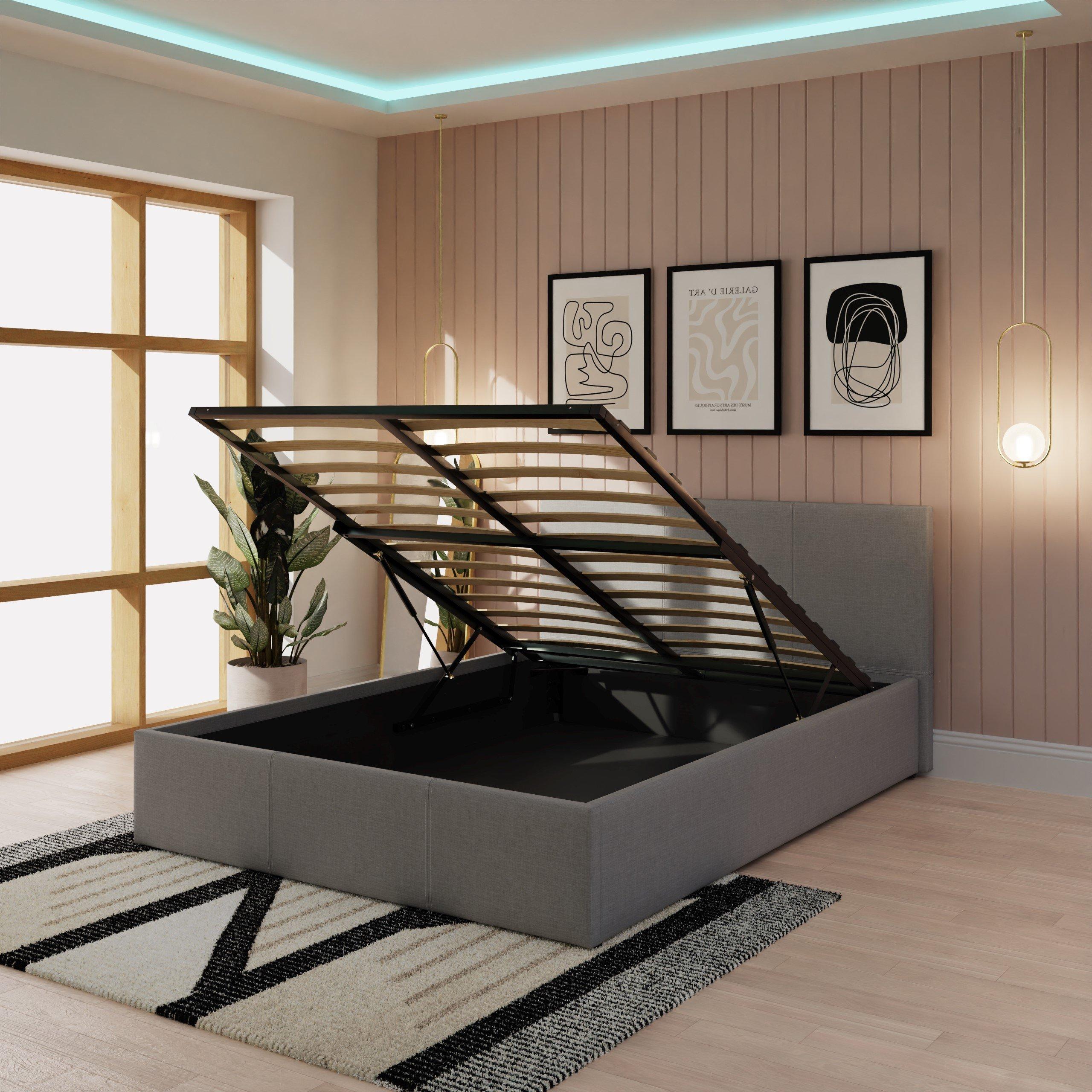 Grey - GFW - End Lift Ottoman Storage Bed 120cm with Mattress - 3