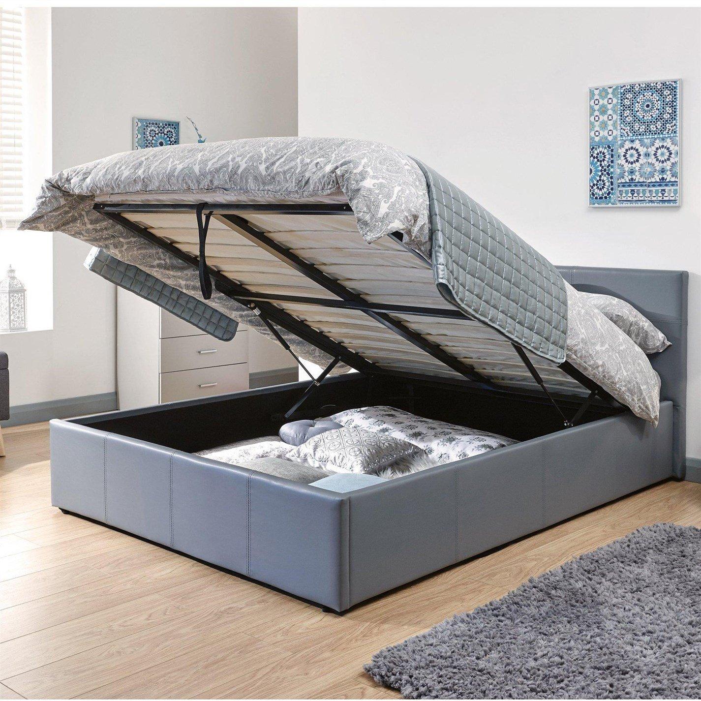 Gfw  End Lift Ottoman Storage Bed 120Cm With Mattress - Grey - Single