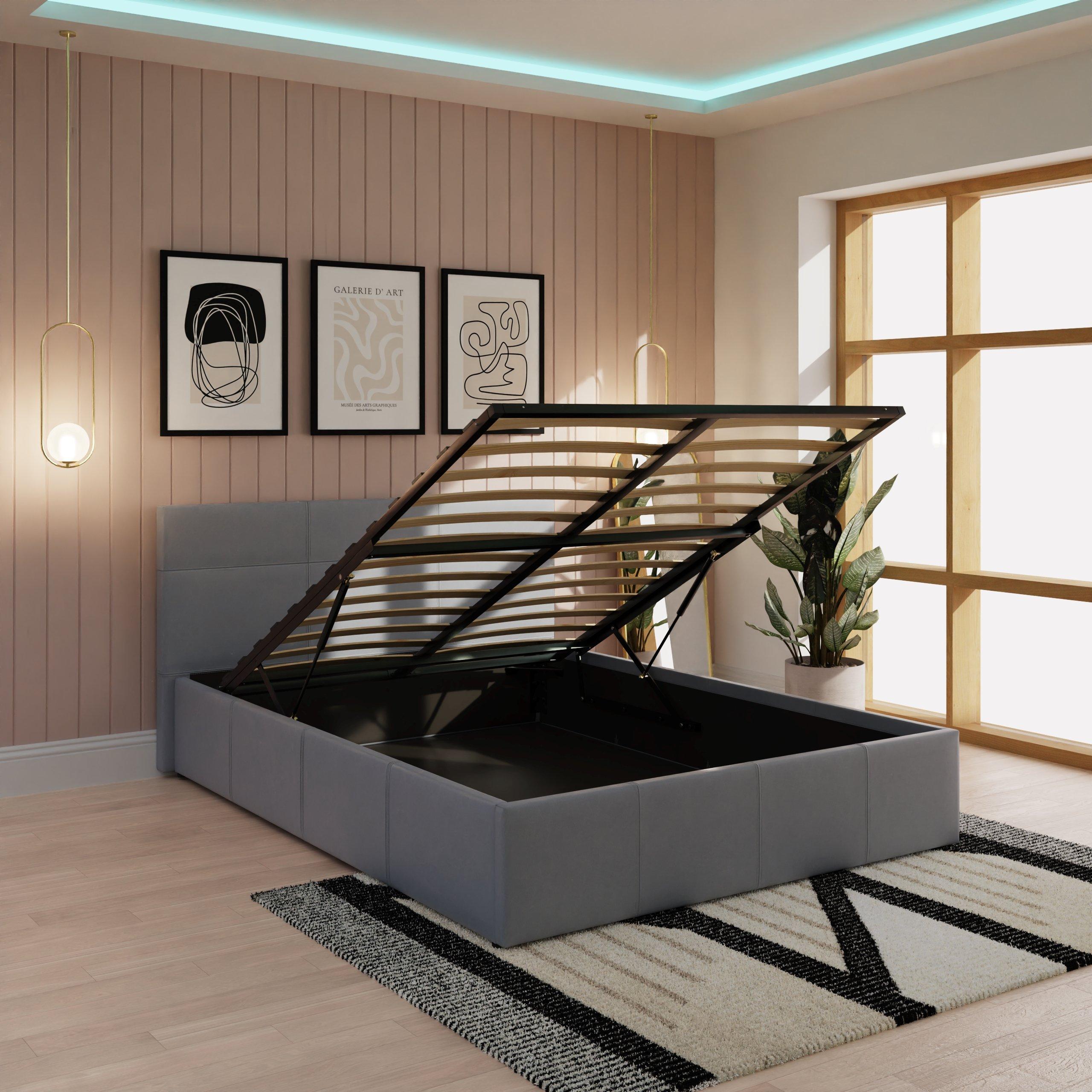 Grey - GFW - End Lift Ottoman Storage Bed 120cm with Mattress - 3