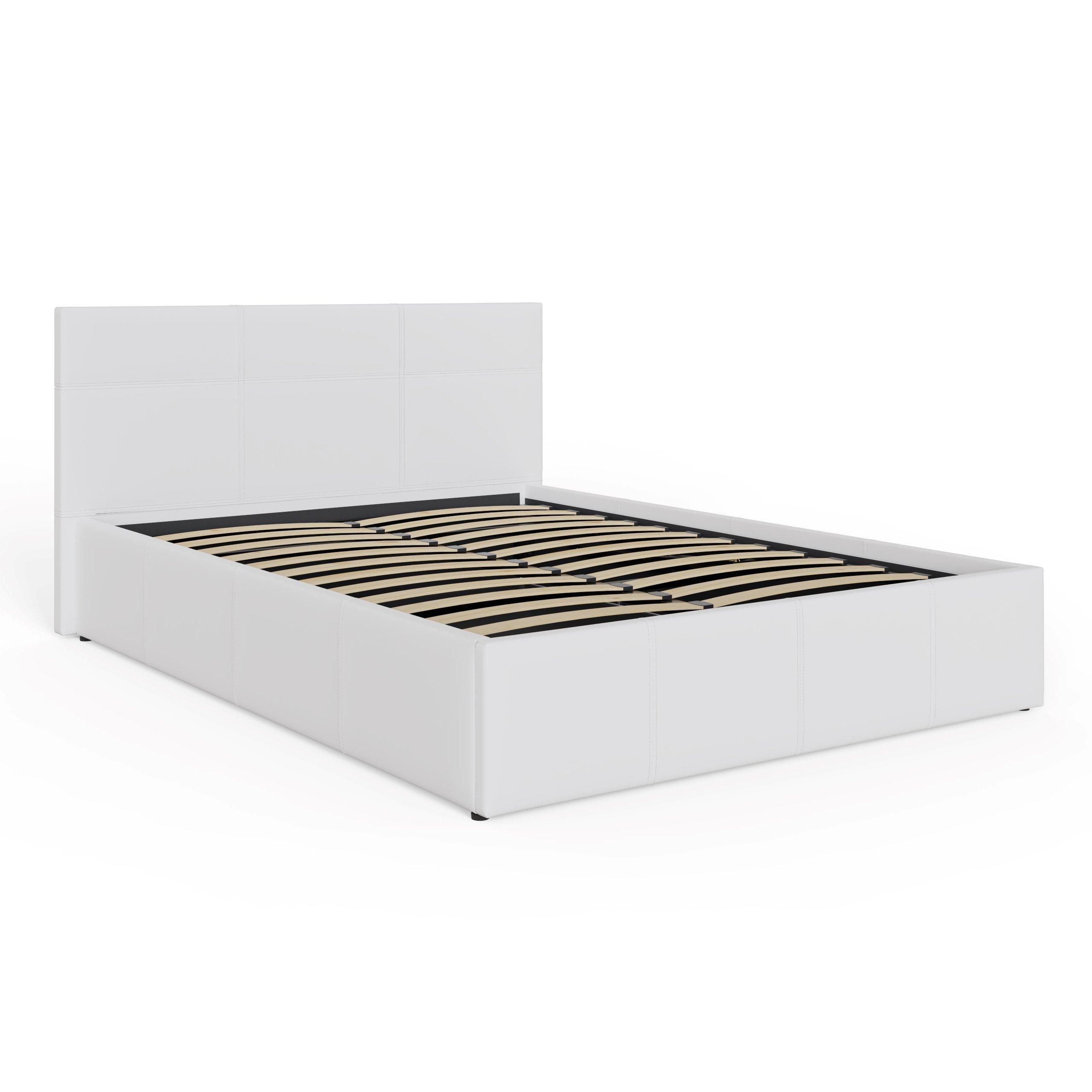 White - GFW - End Lift Ottoman Bed Faux Leather - 2