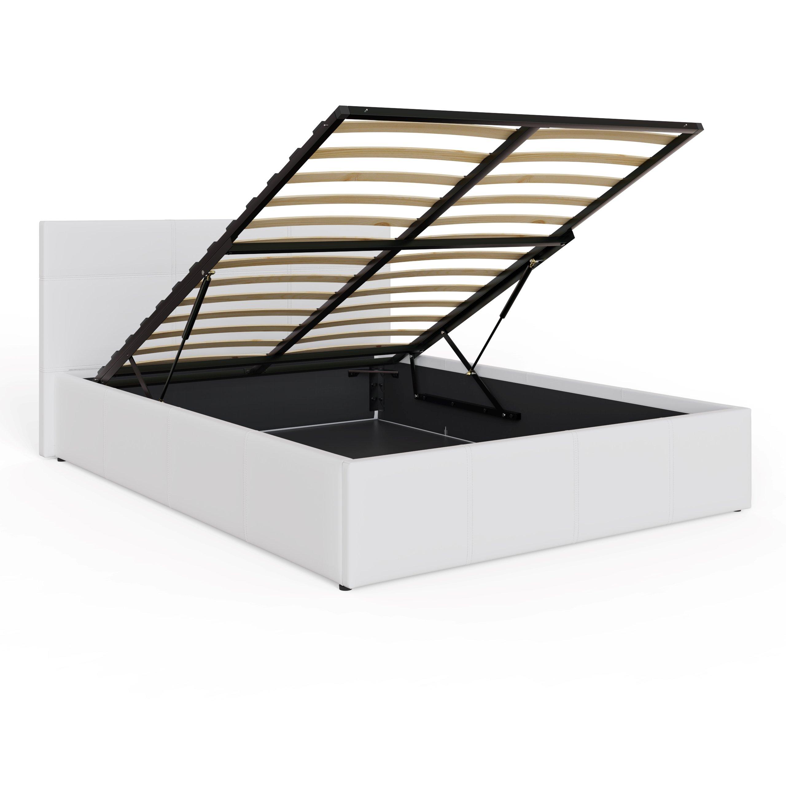 White - GFW - End Lift Ottoman Bed Faux Leather - 6