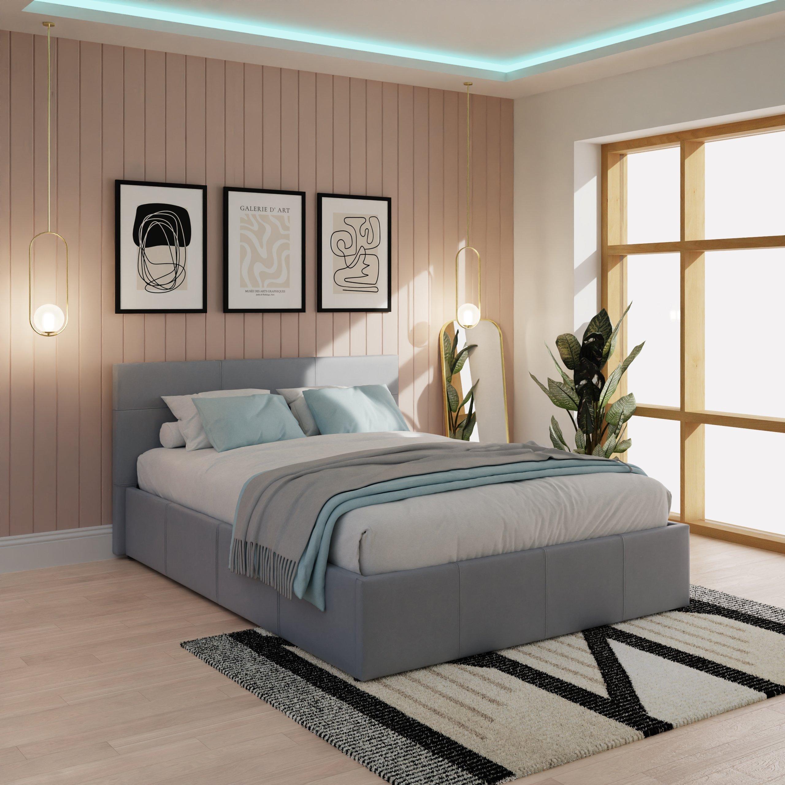 Grey - GFW - End Lift Ottoman Bed Faux Leather - 1