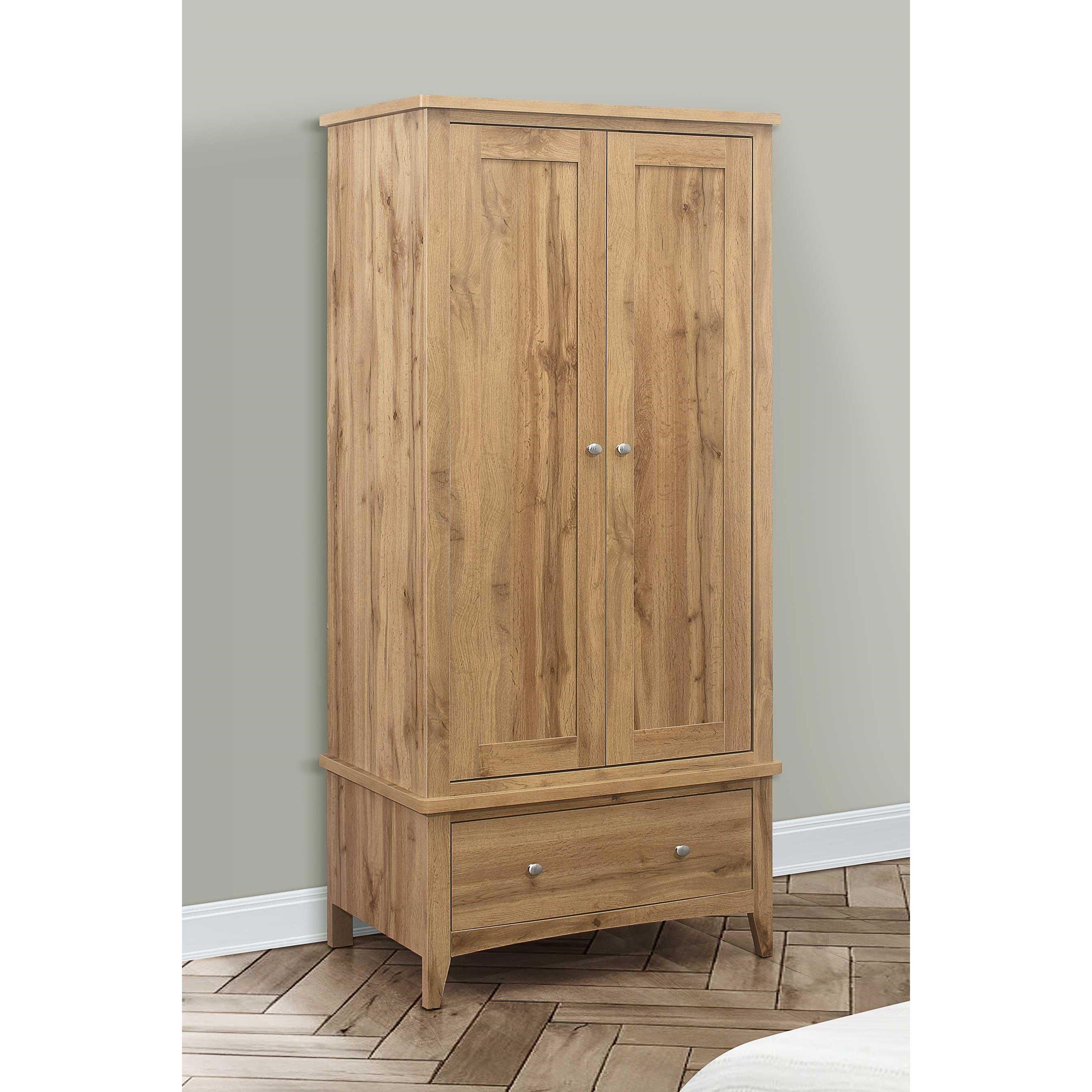 Oak - Birlea - Hampstead 2 Door 1 Drawer Wardrobe