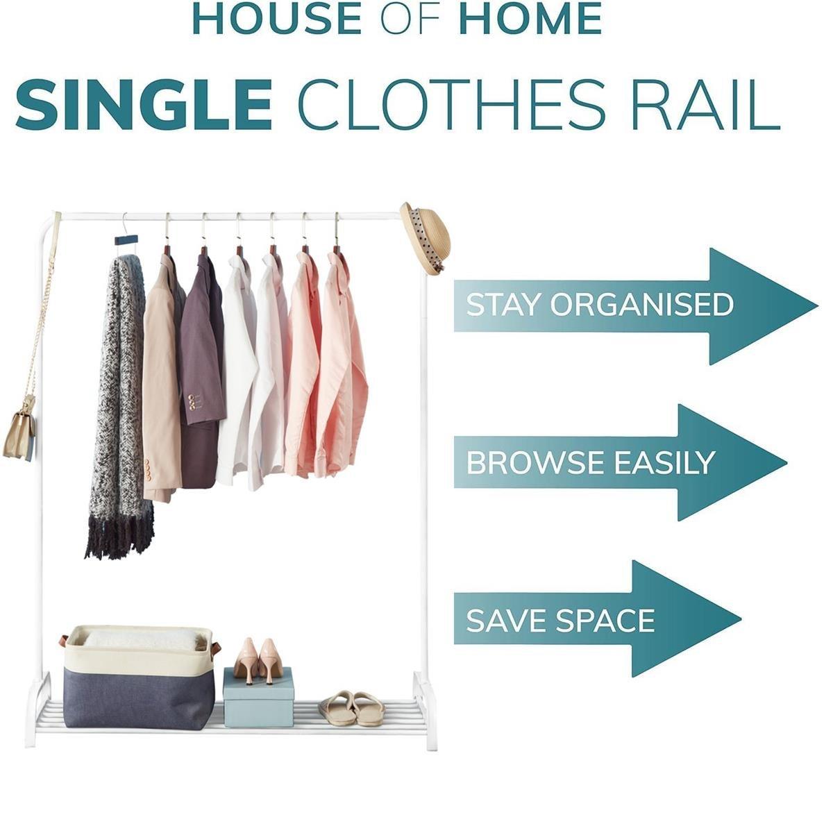 Black - House of Home - Clothes Rail Garment Rack With Shoe Storage Shelf - 7