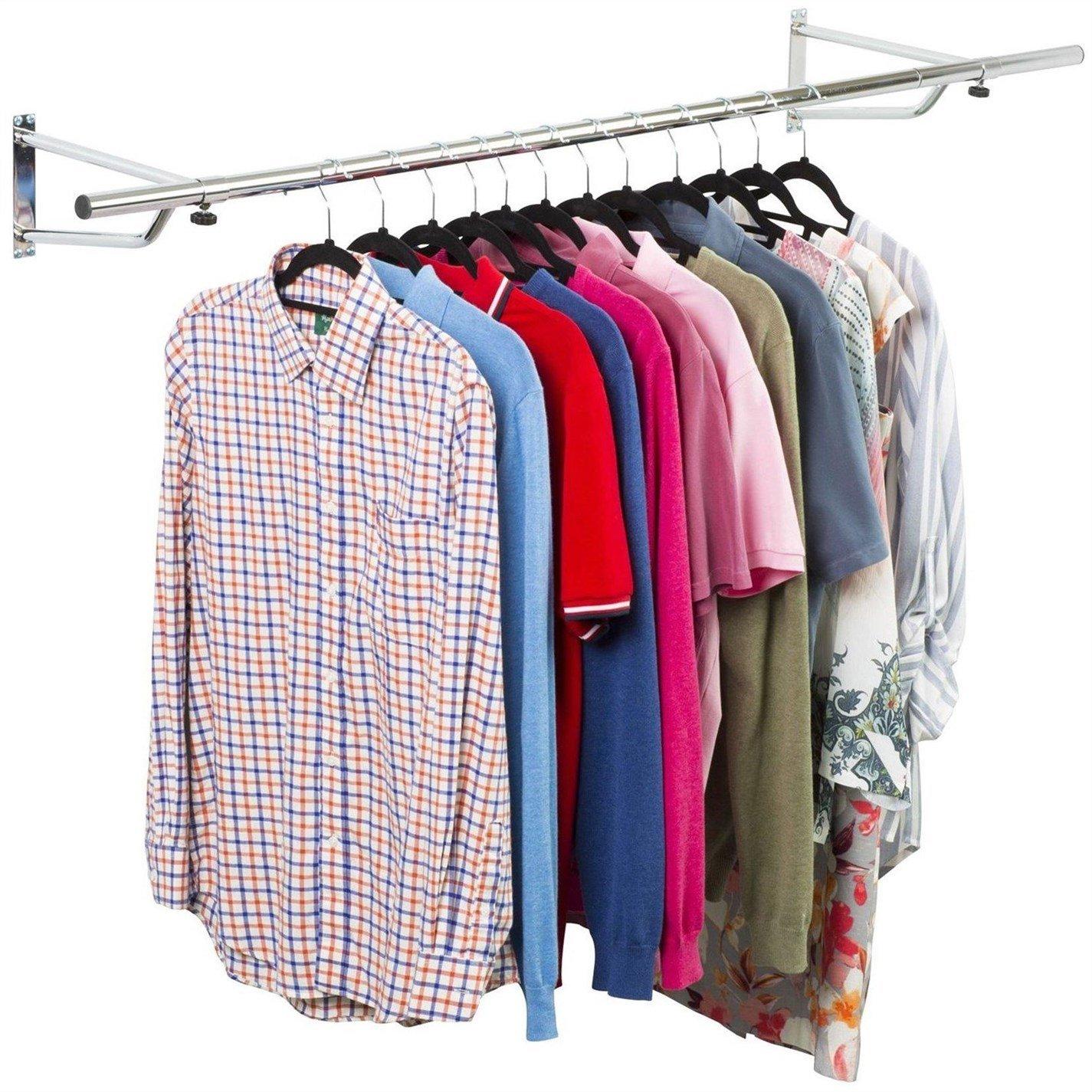House Of Home  Heavy Duty Wall Mounted Clothes Rail - 5Ft - Chrome