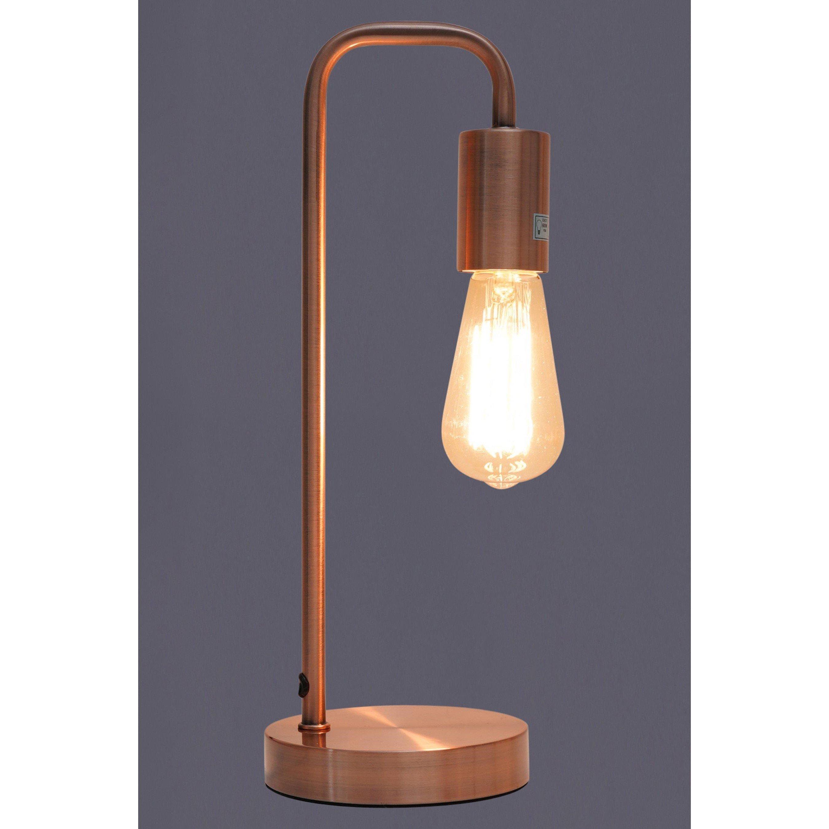 K Living  Caitlin Industrial Filament Bulb Table Desk Lamp - Copper