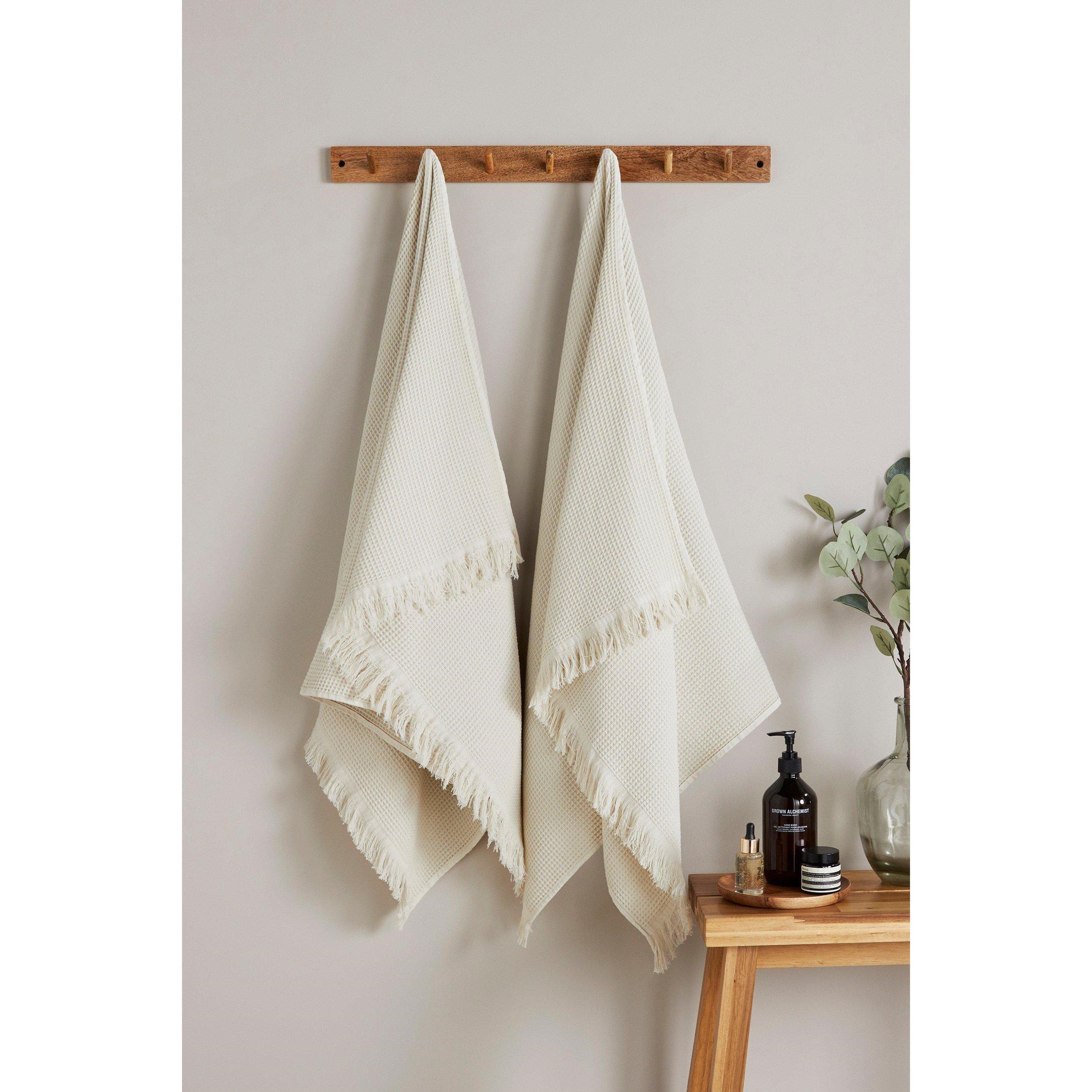 Natural - Homelife - Set of 2 Waffle Hand Towels - 1