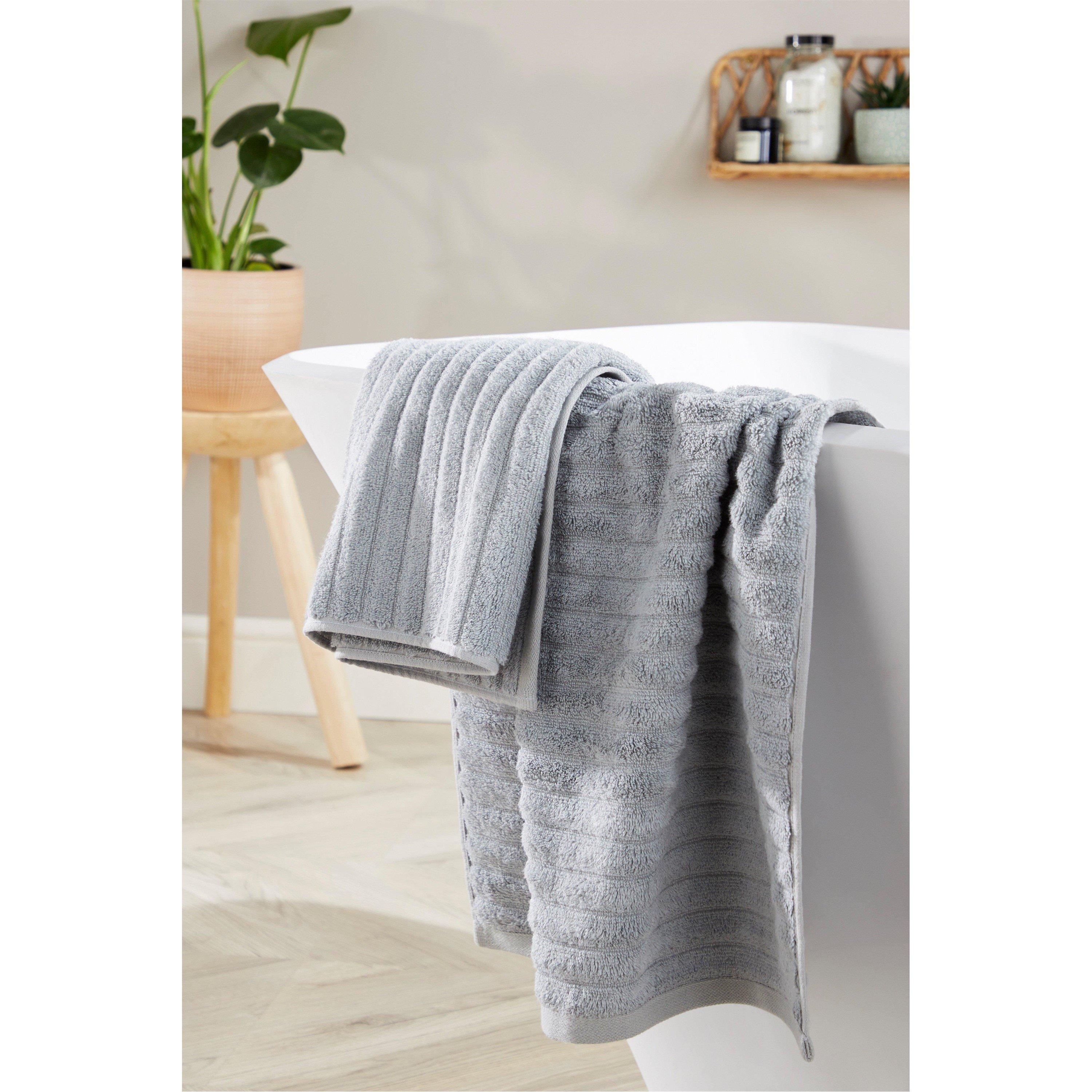 Grey - Homelife - Super Soft Ribbed Hand Towel - 1