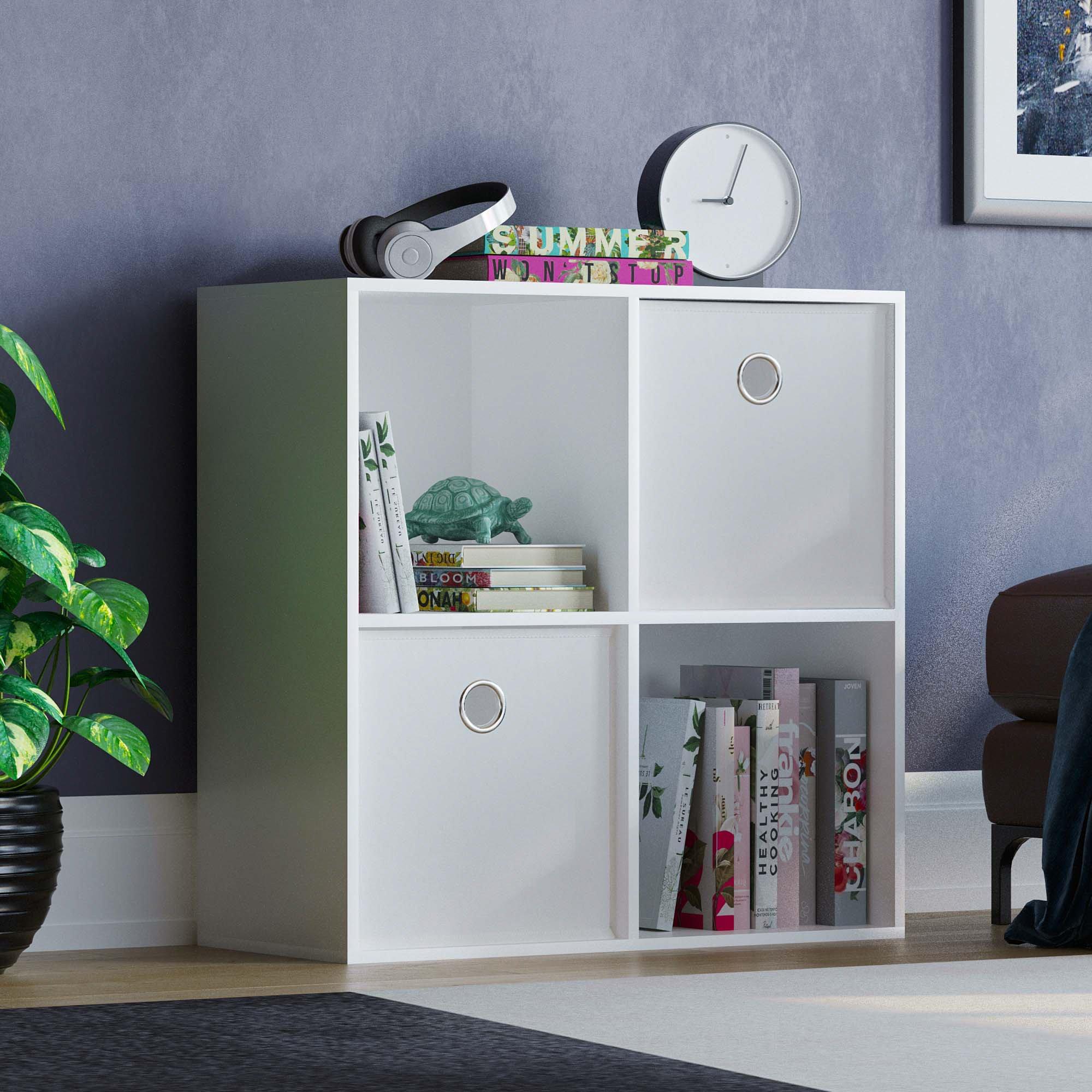 White - Lassic - 2x2 Cube Storage Unit (W) + Set of 2 Storage Cubes - 1