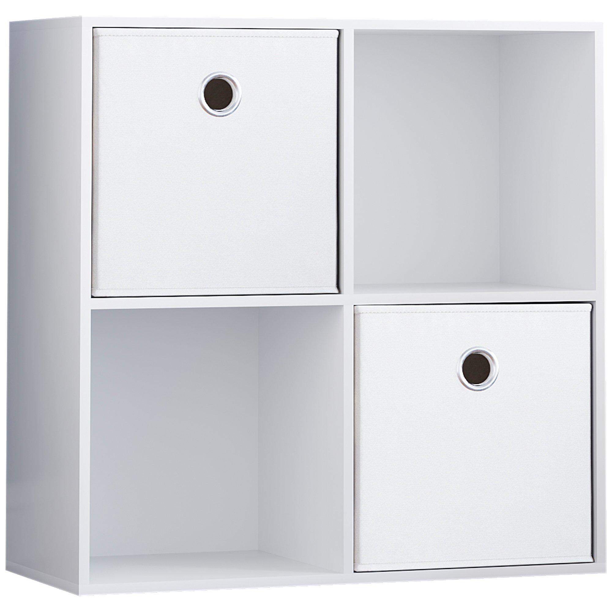 White - Lassic - 2x2 Cube Storage Unit (W) + Set of 2 Storage Cubes - 11