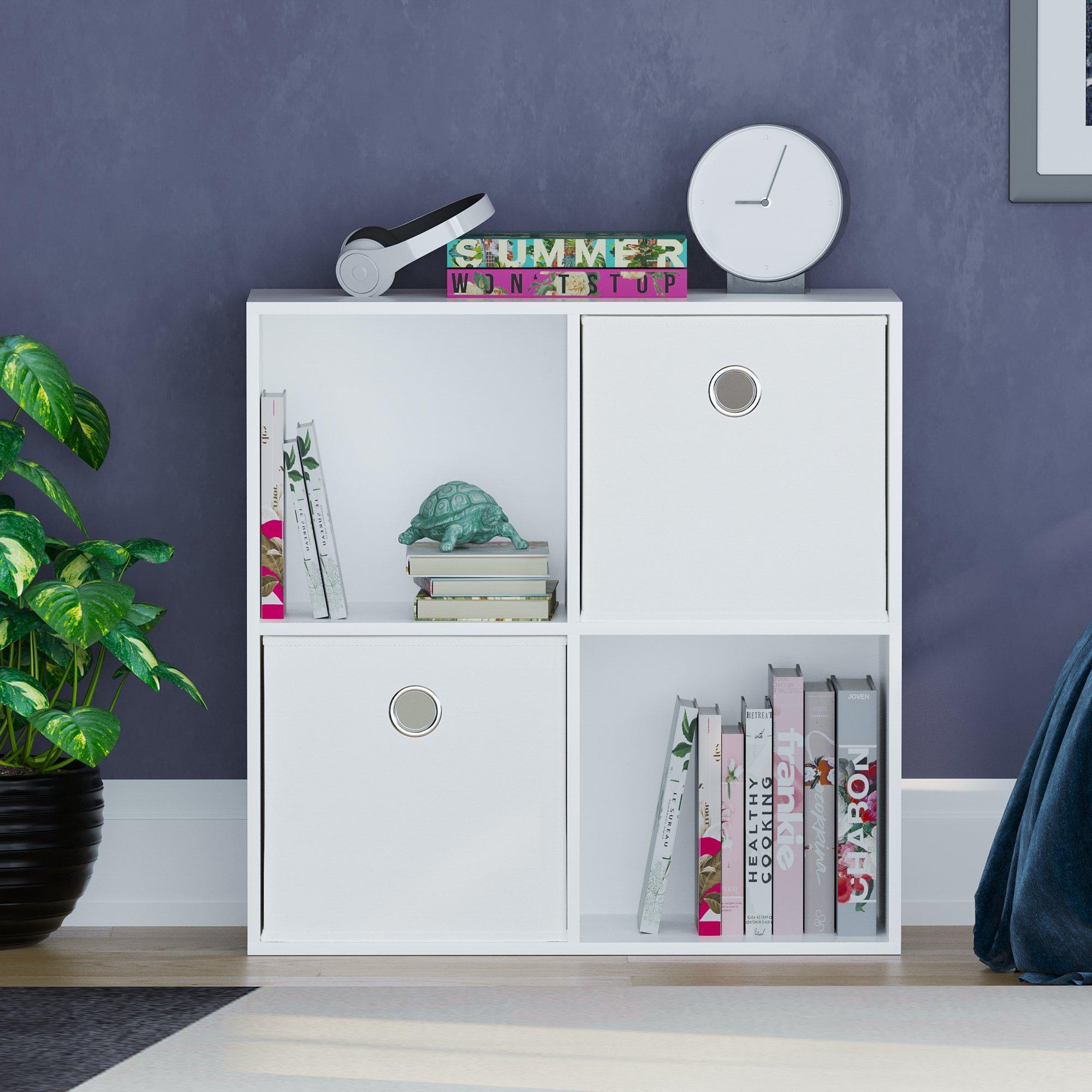 White - Lassic - 2x2 Cube Storage Unit (W) + Set of 2 Storage Cubes - 3