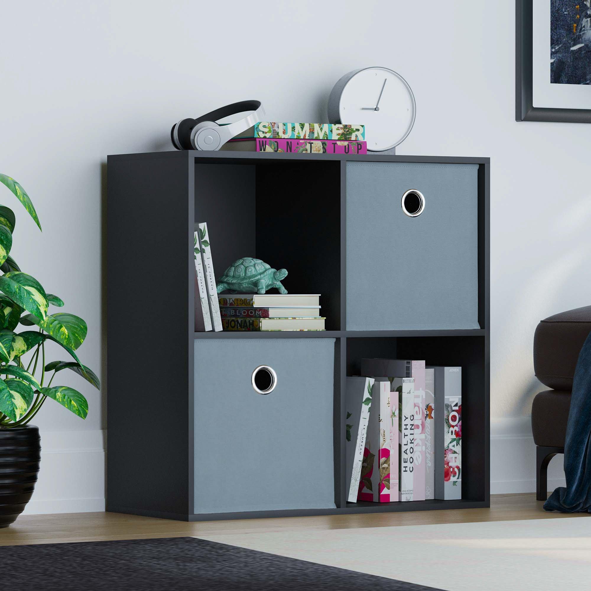 Grey - Lassic - 2x2 Cube Storage Unit (B) + Set of 2 Storage Cubes - 1