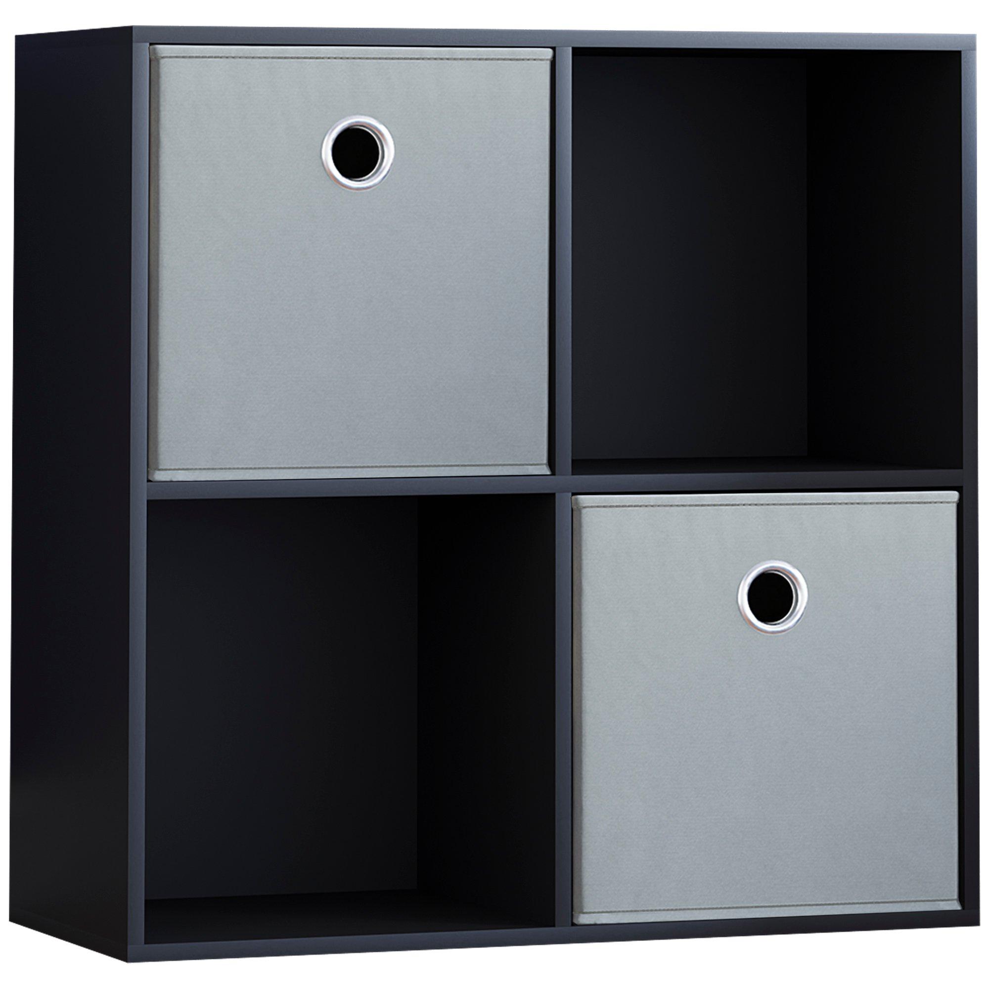 Grey - Lassic - 2x2 Cube Storage Unit (B) + Set of 2 Storage Cubes - 12