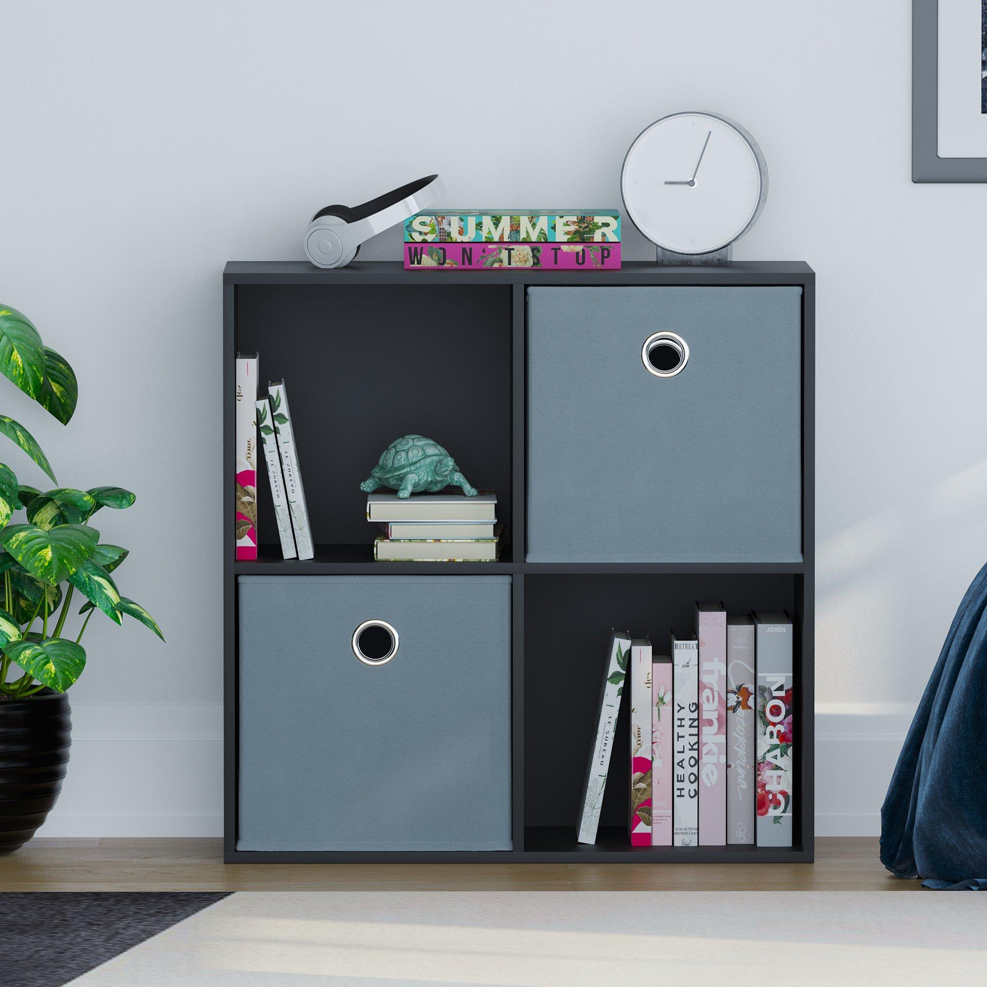 Grey - Lassic - 2x2 Cube Storage Unit (B) + Set of 2 Storage Cubes - 3