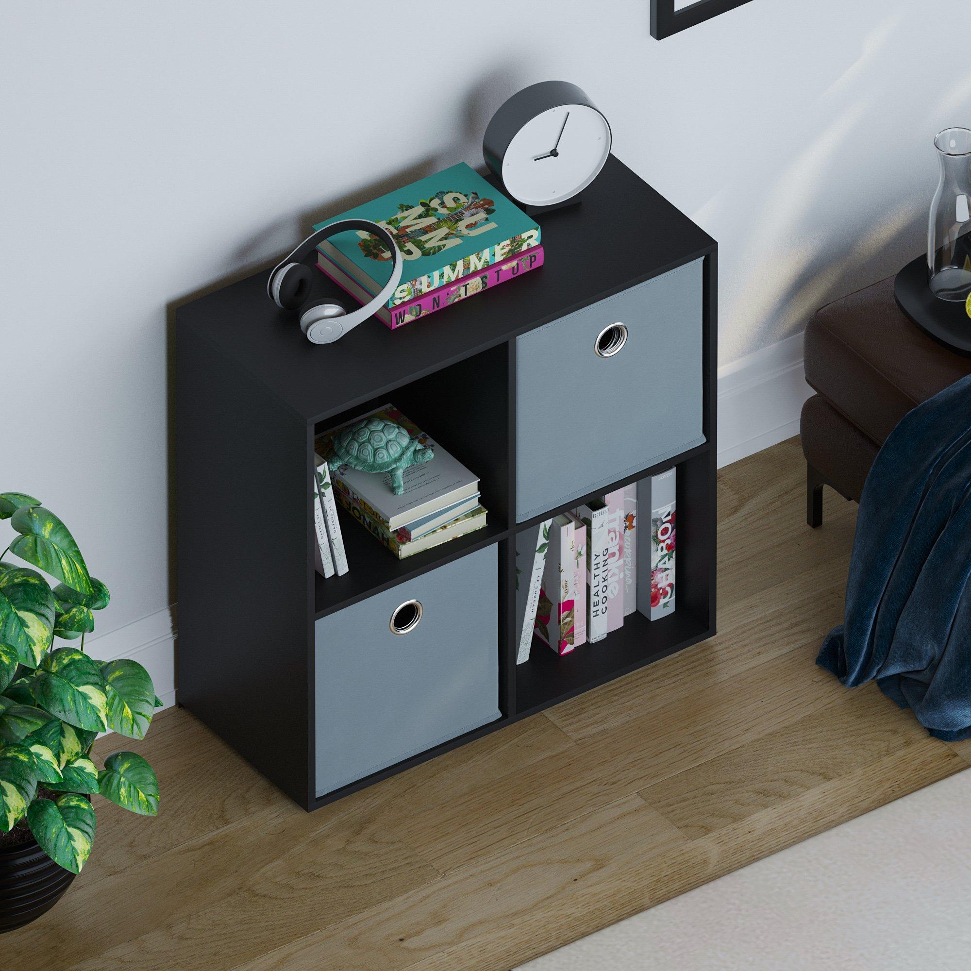 Grey - Lassic - 2x2 Cube Storage Unit (B) + Set of 2 Storage Cubes - 6