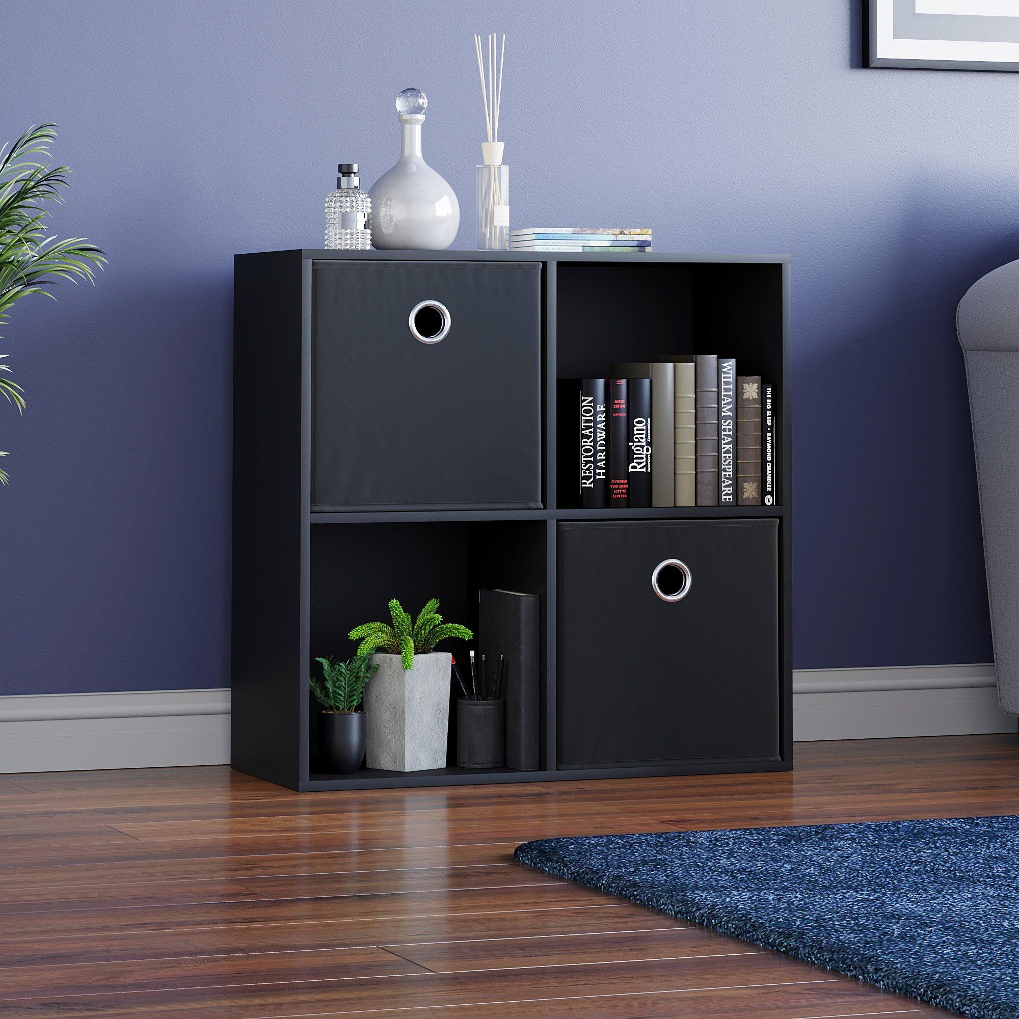 Black - Lassic - 2x2 Cube Storage Unit (B) + Set of 2 Storage Cubes - 1