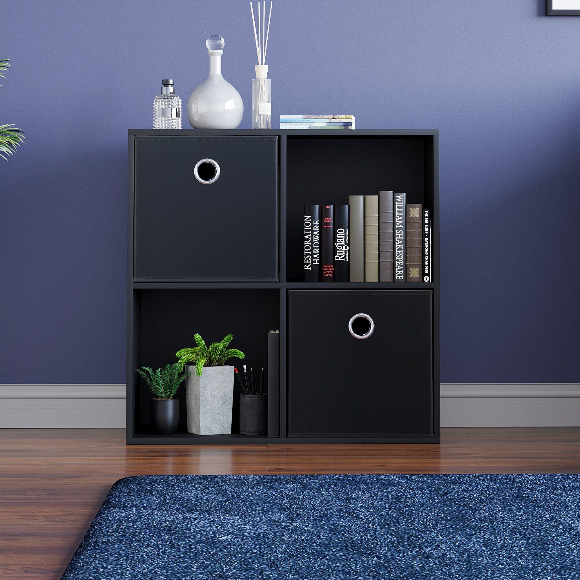 Black - Lassic - 2x2 Cube Storage Unit (B) + Set of 2 Storage Cubes - 3
