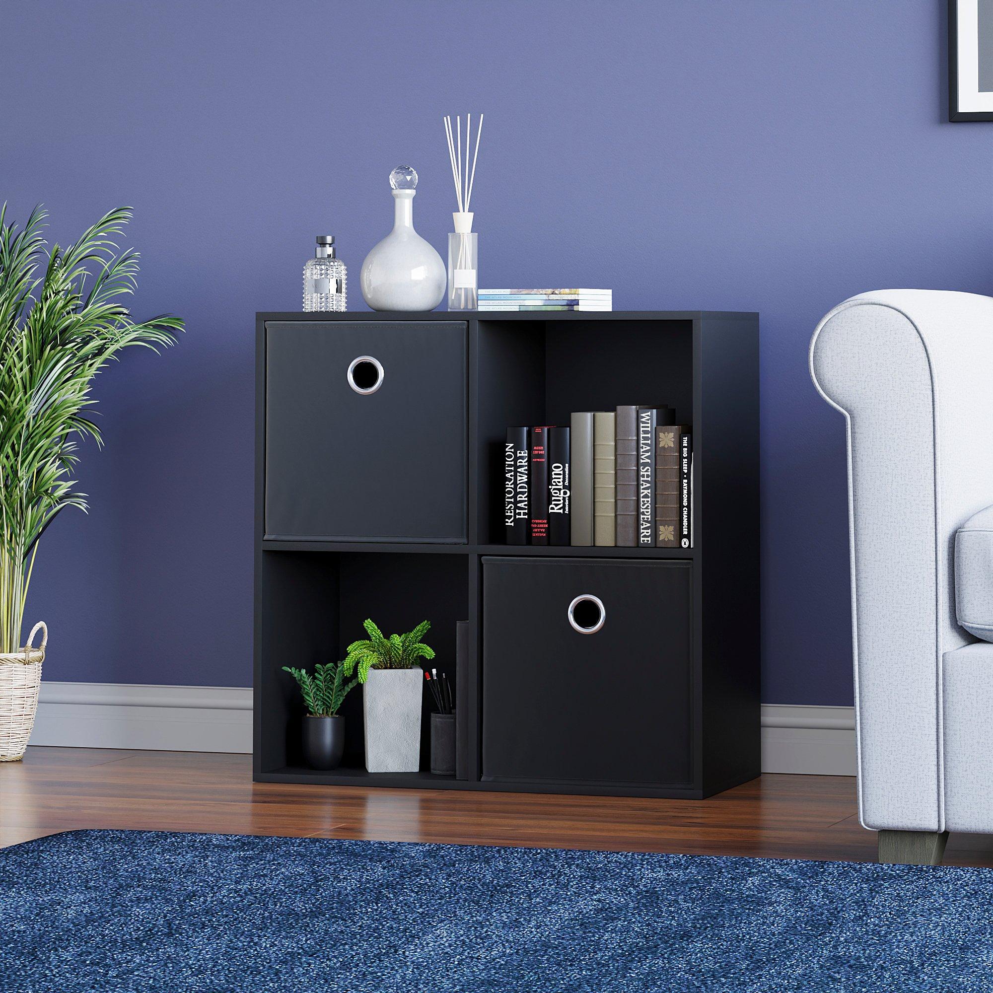 Black - Lassic - 2x2 Cube Storage Unit (B) + Set of 2 Storage Cubes - 4