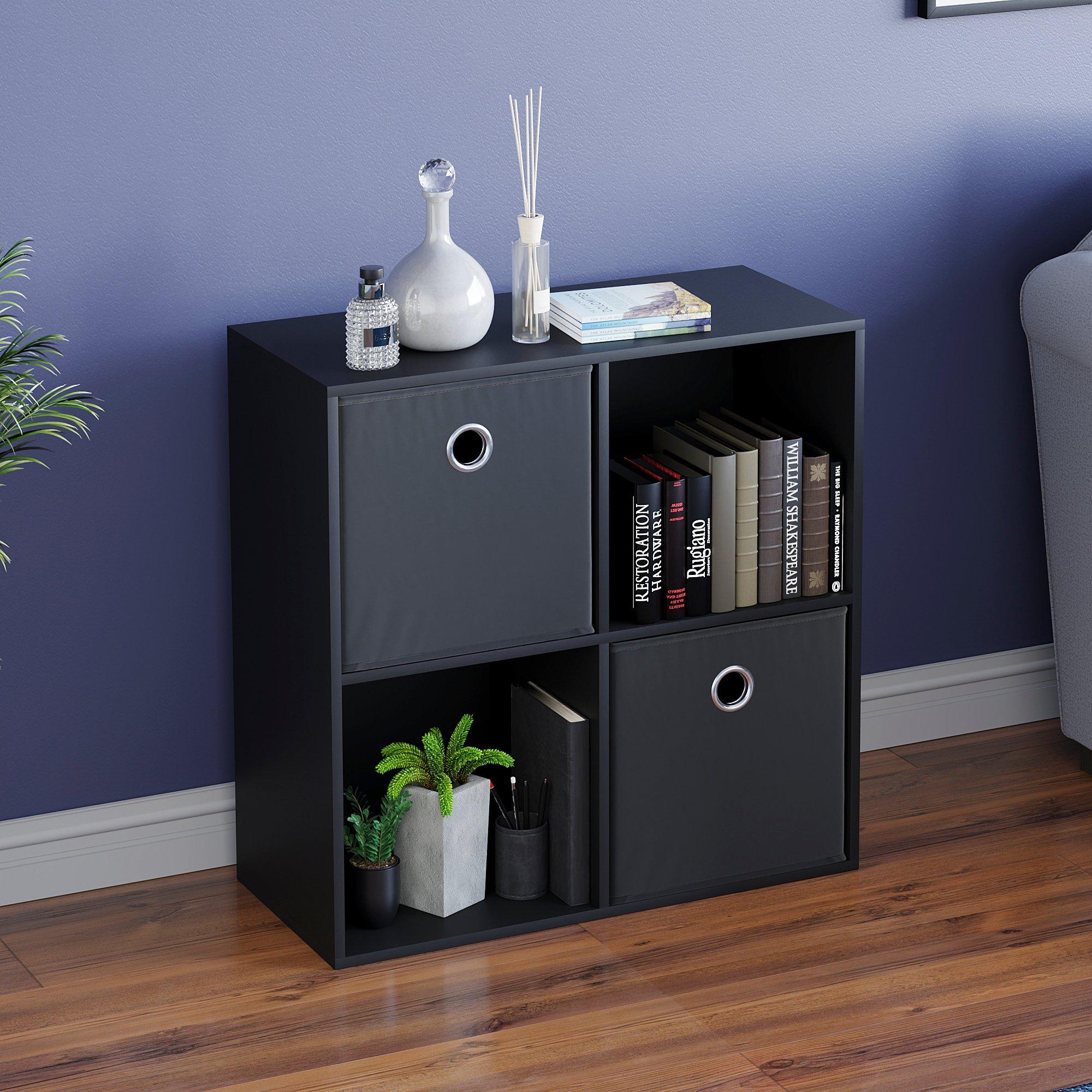 Black - Lassic - 2x2 Cube Storage Unit (B) + Set of 2 Storage Cubes - 5