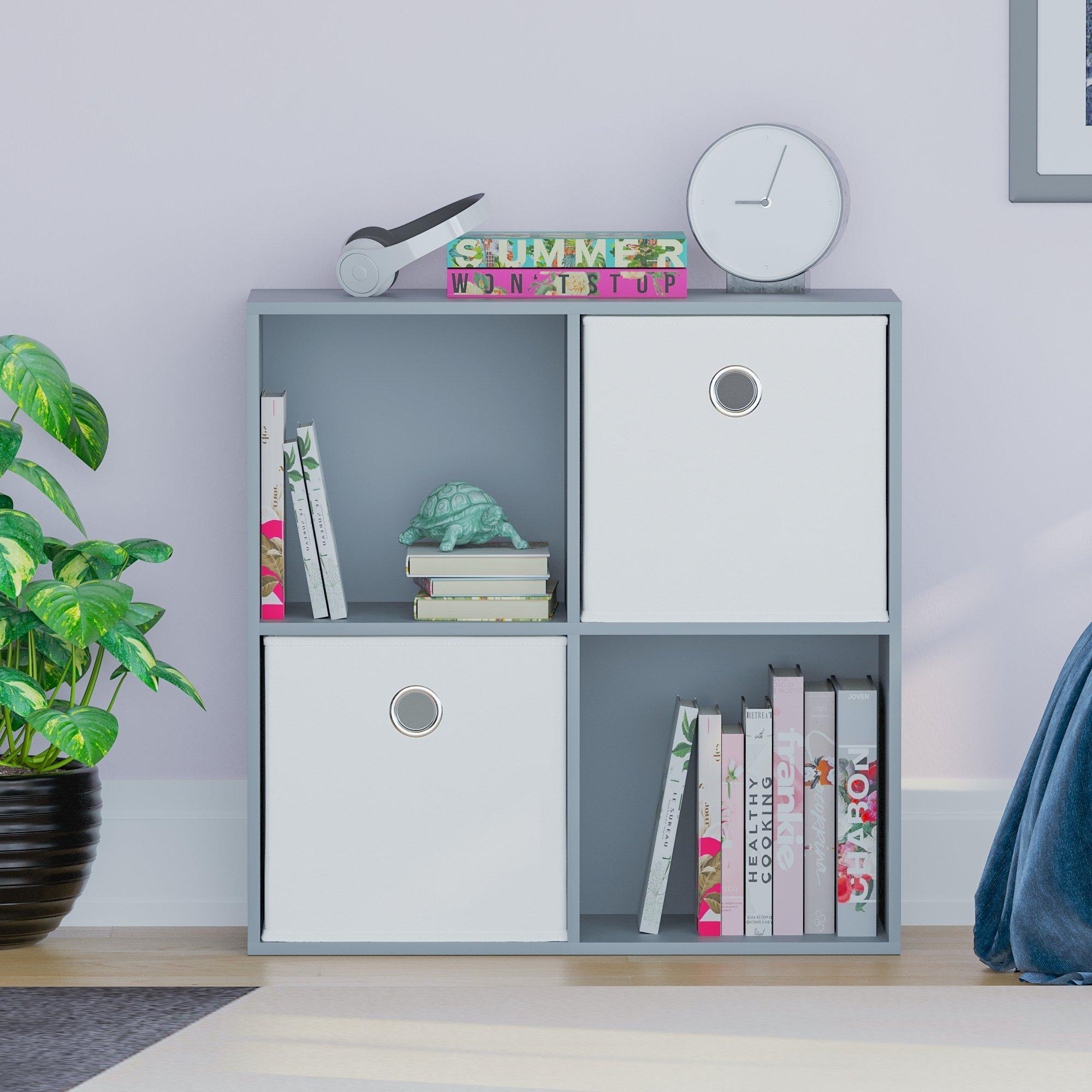 White - Lassic - 2x2 Cube Storage Unit (G) + Set of 2 Storage Cubes - 3