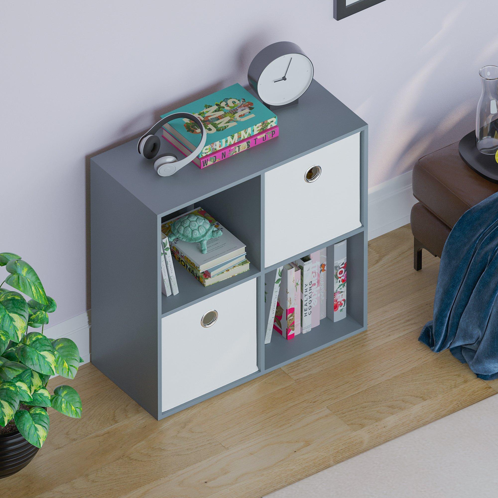 White - Lassic - 2x2 Cube Storage Unit (G) + Set of 2 Storage Cubes - 6