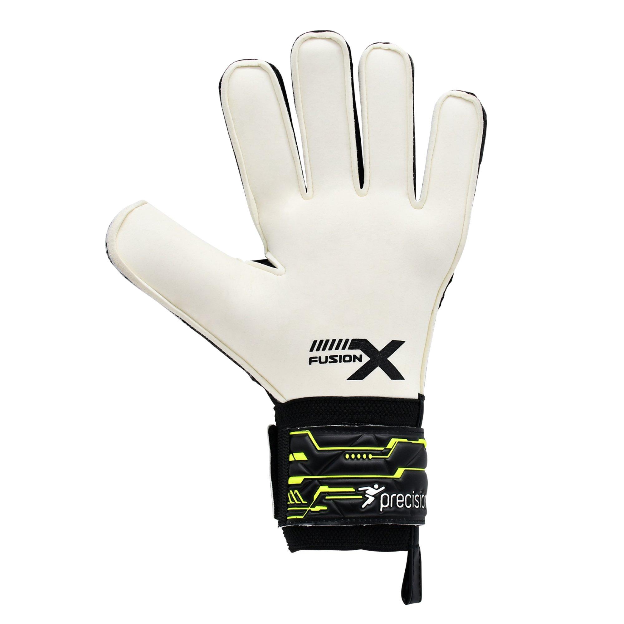 Negro/Amarillo - Precision Training - Junior Fusion X Flat Cut Finger Protect GK Gloves - 3