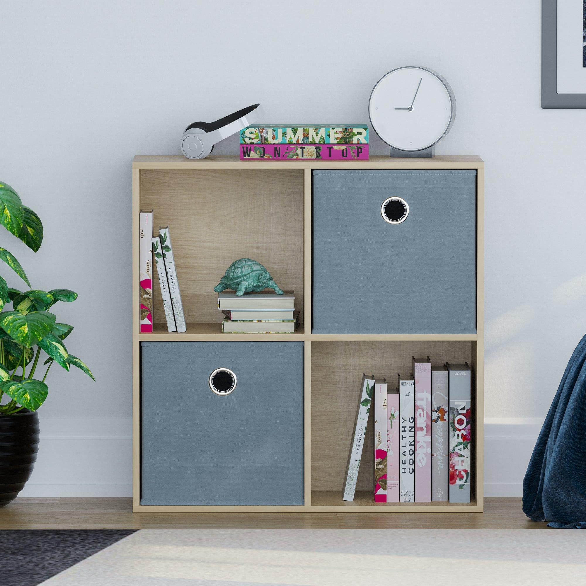 Grey - Lassic - 2x2 Cube Storage Unit (O) + Set of 2 Storage Cubes - 3