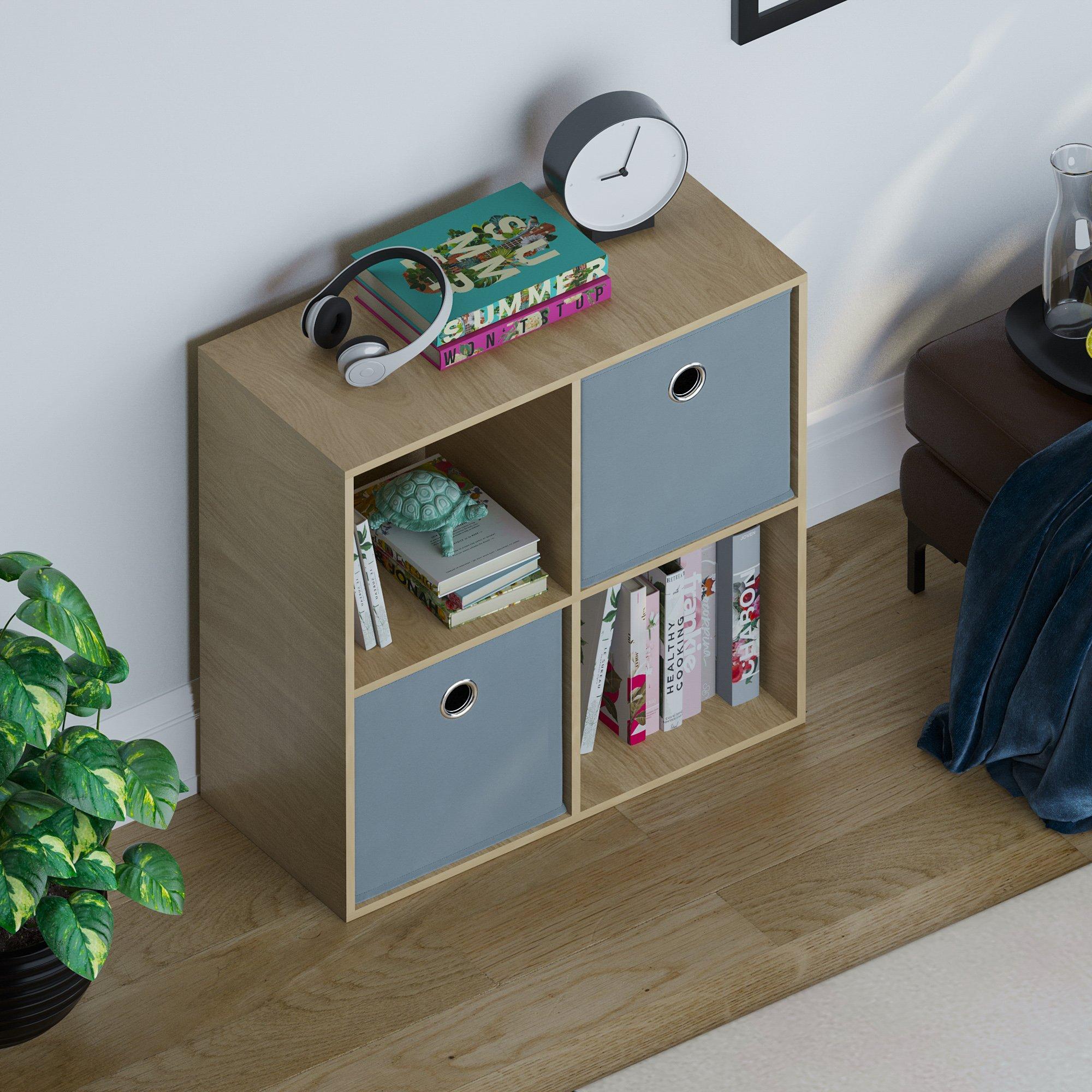 Grey - Lassic - 2x2 Cube Storage Unit (O) + Set of 2 Storage Cubes - 6