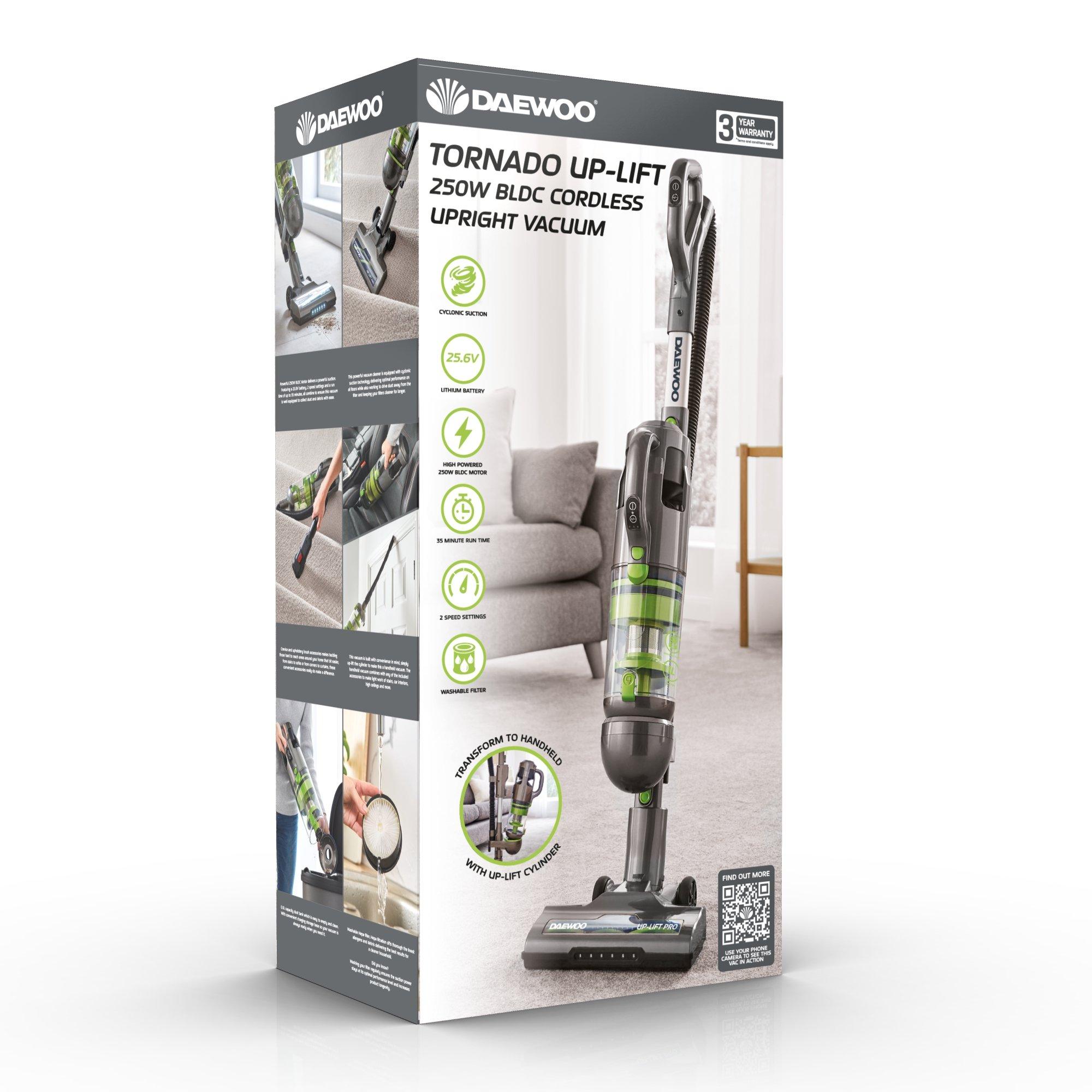 Grey And Green - Daewoo Electricals - Tornado 250W Up-Lift Pro Cordless Upright Vacuum - 1