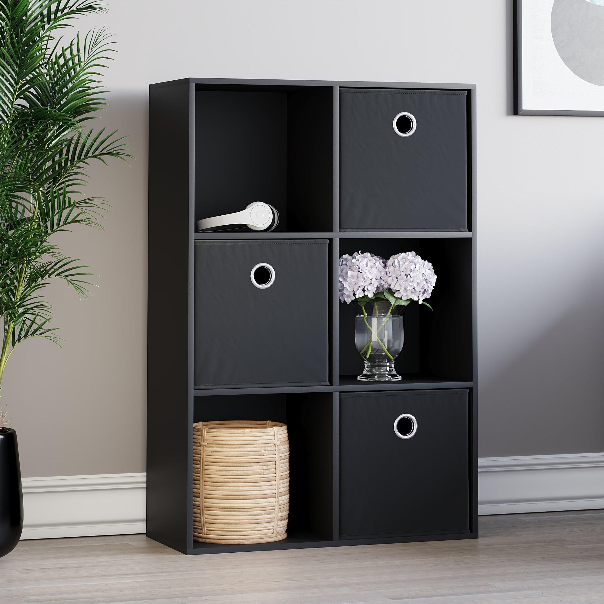 Black - Lassic - 2x3 Cube Storage Unit (B) + Set of 3 Storage Cubes - 1