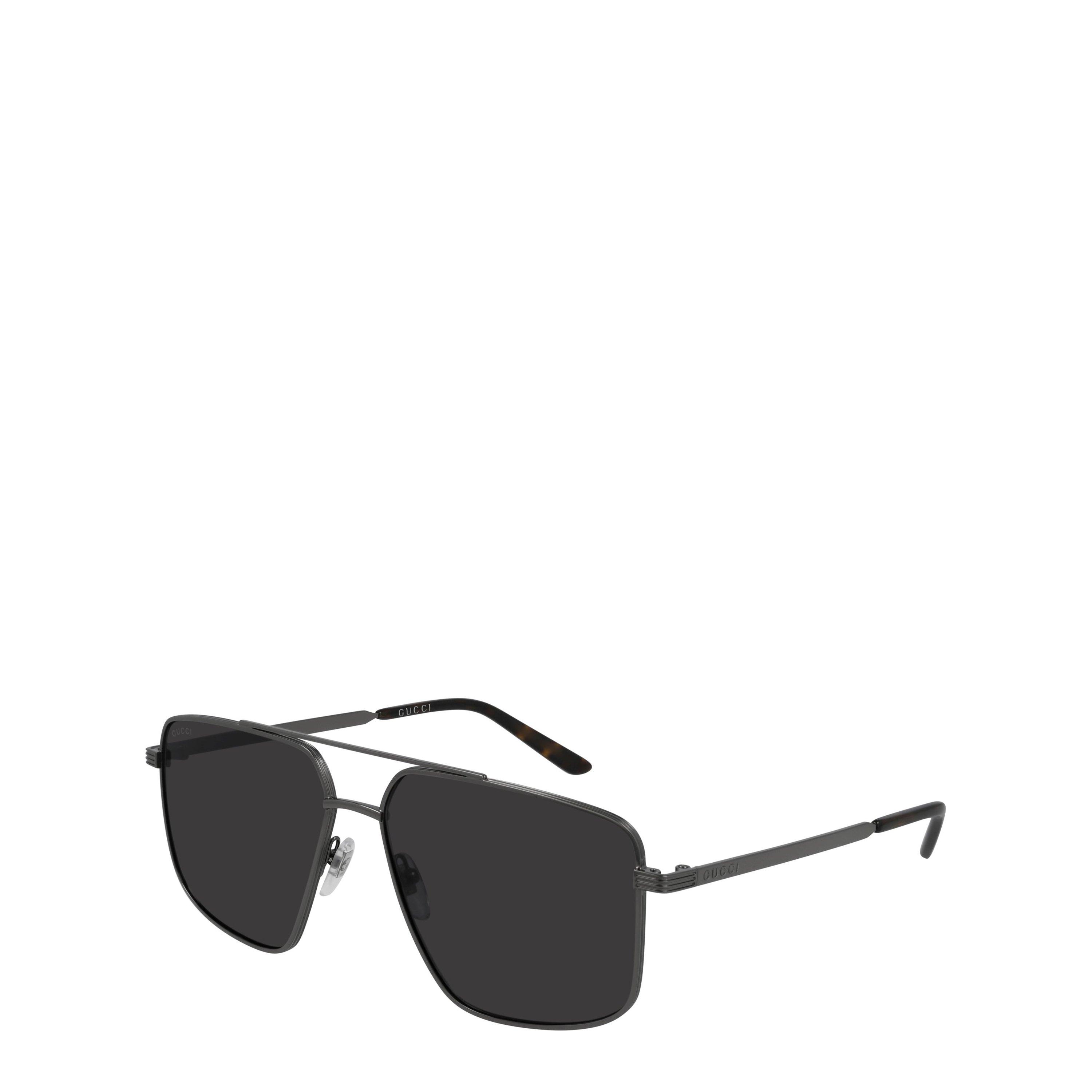 Silver/Grey - Gucci - Alloy Aviator Sunglasses - 1