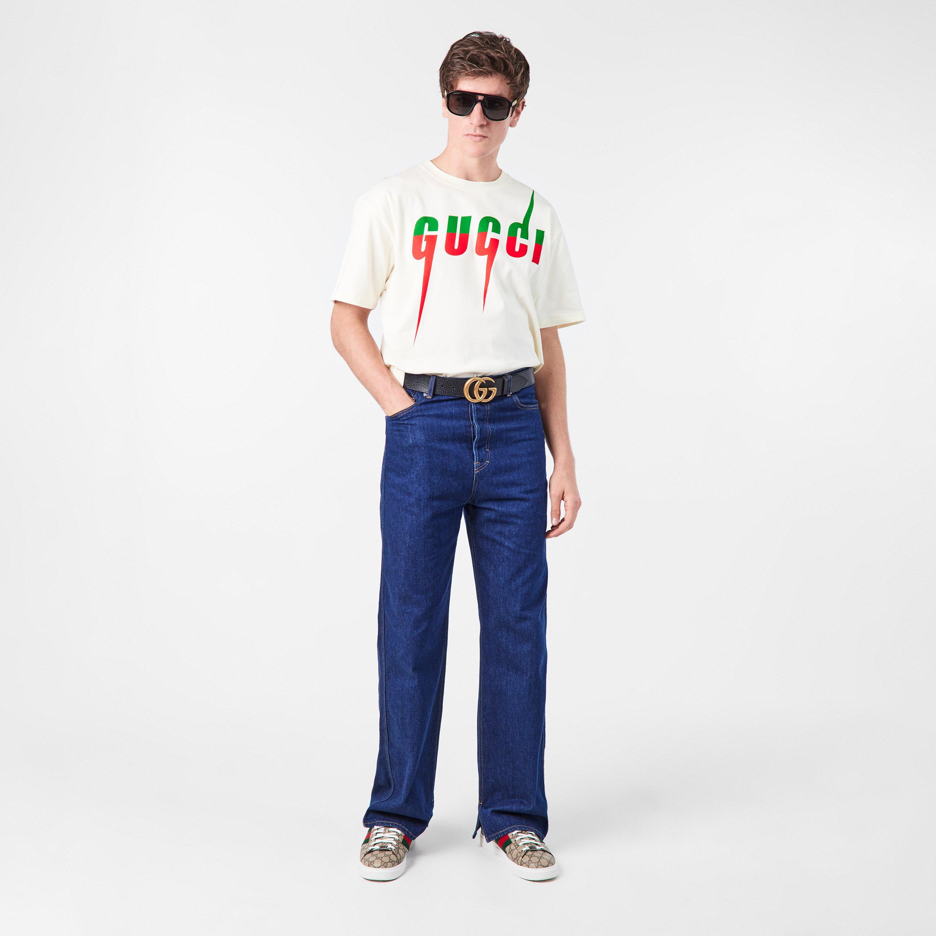 Black/Grey - Gucci - Aviator Logo Sunglasses - 6