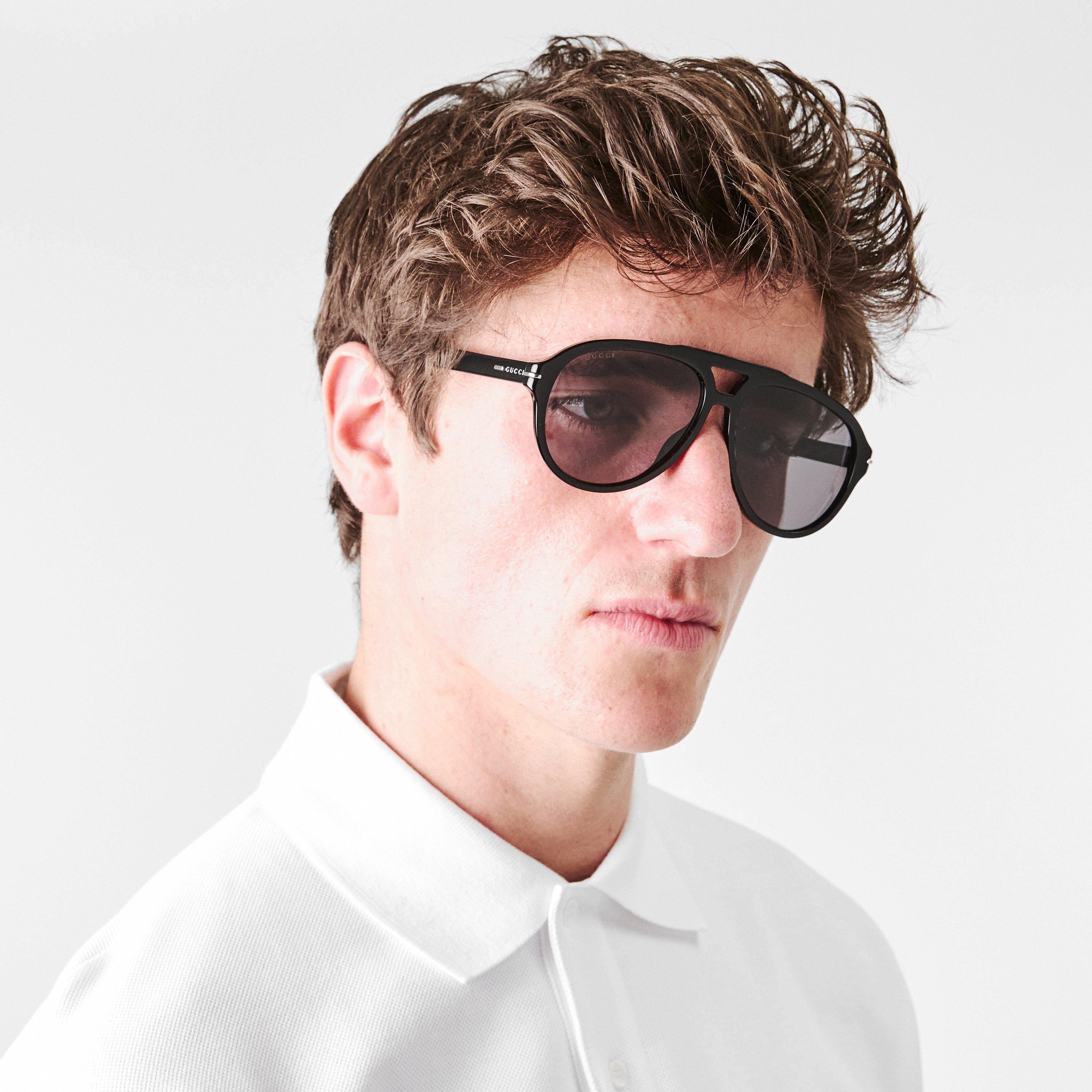 Black/Grey - Gucci - Aviator Sunglasses - 3