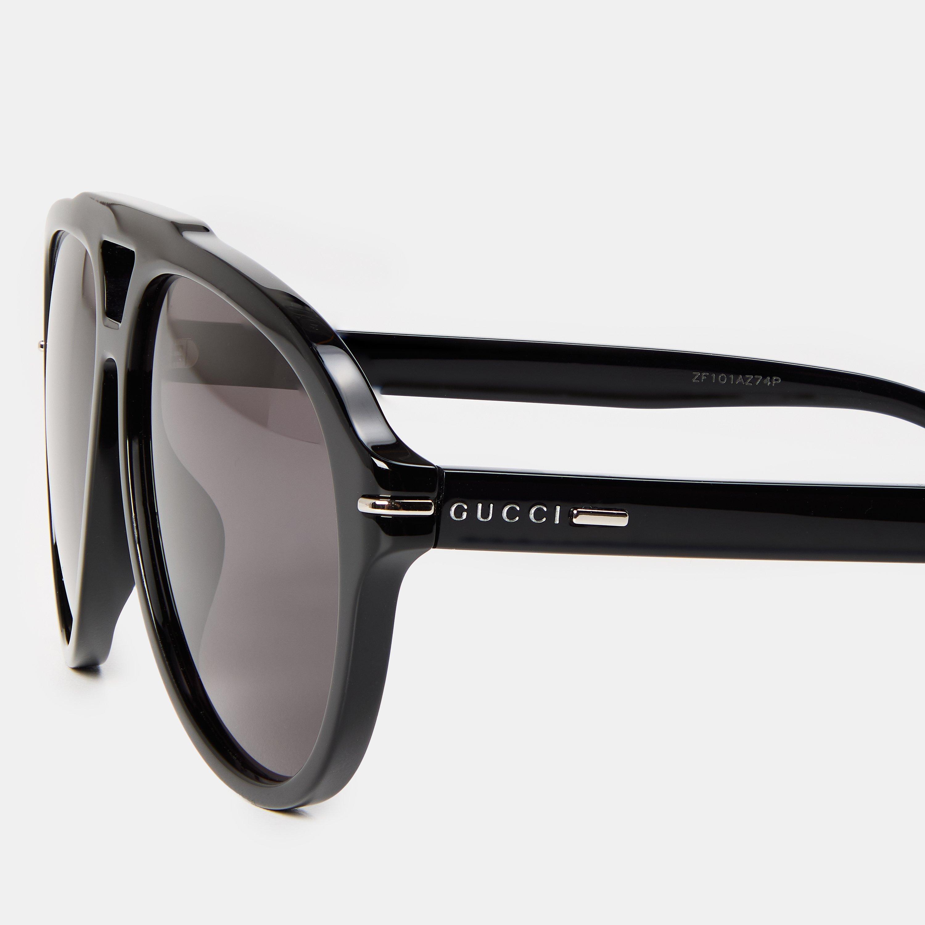 Black/Grey - Gucci - Aviator Sunglasses - 4