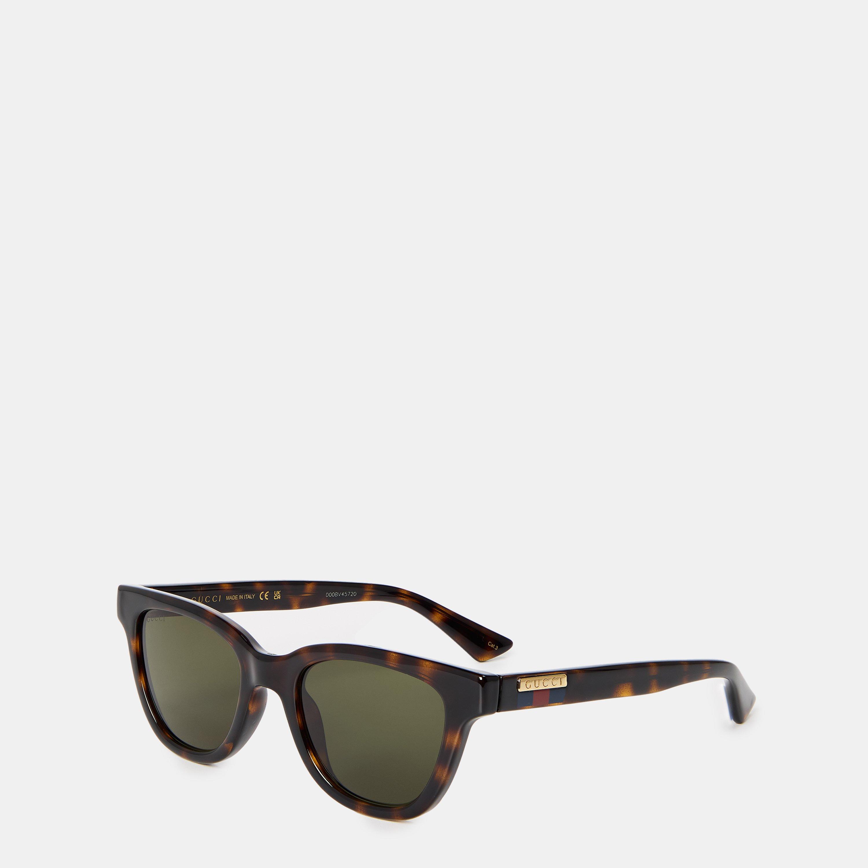 Brown/Green - Gucci - Rectangle Frame Sunglasses - 1