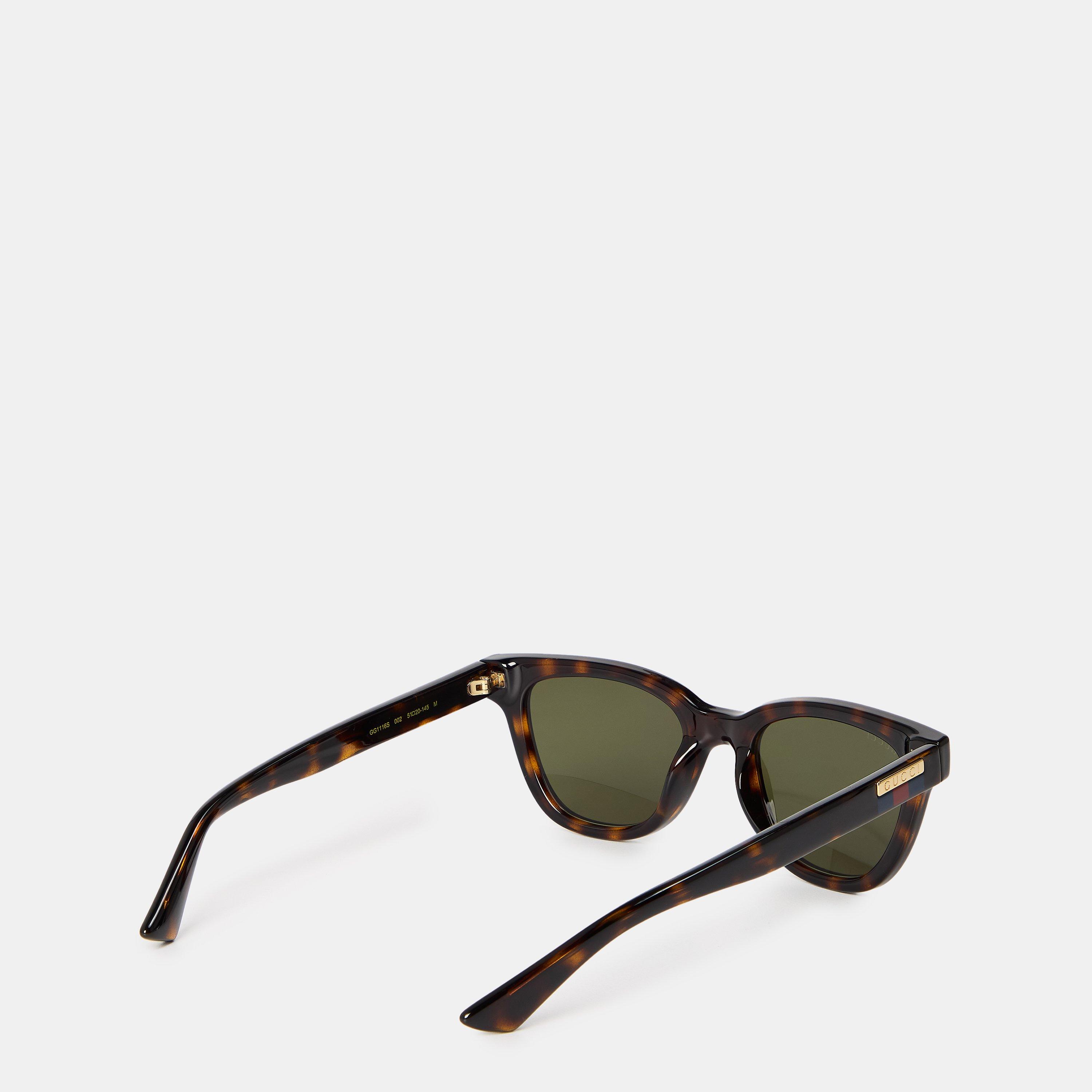 Brown/Green - Gucci - Rectangle Frame Sunglasses - 2