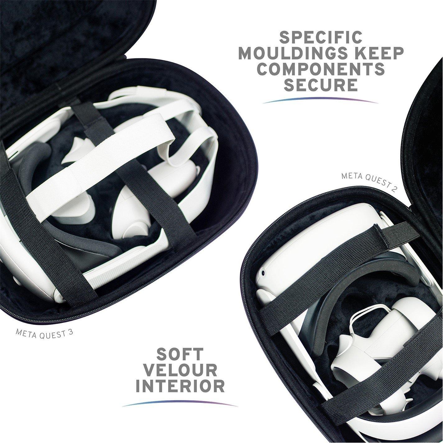 Black - Stealth - Protective Storage & Carry Case - Meta Quest 2 3 and 3S - 5