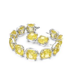 Swarovski Harmonia bracelet, Cushion cut, Yellow, Rhodium plated