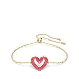 Swarovski Sublima bracelet, Heart, Small, Red, Gold tone plated