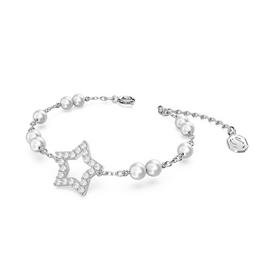 Swarovski Stella bracelet, Pavé, Star, White, Rhodium plated