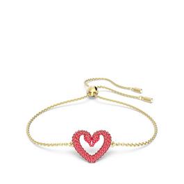 Swarovski Sublima bracelet, Heart, Small, Red, Gold tone plated