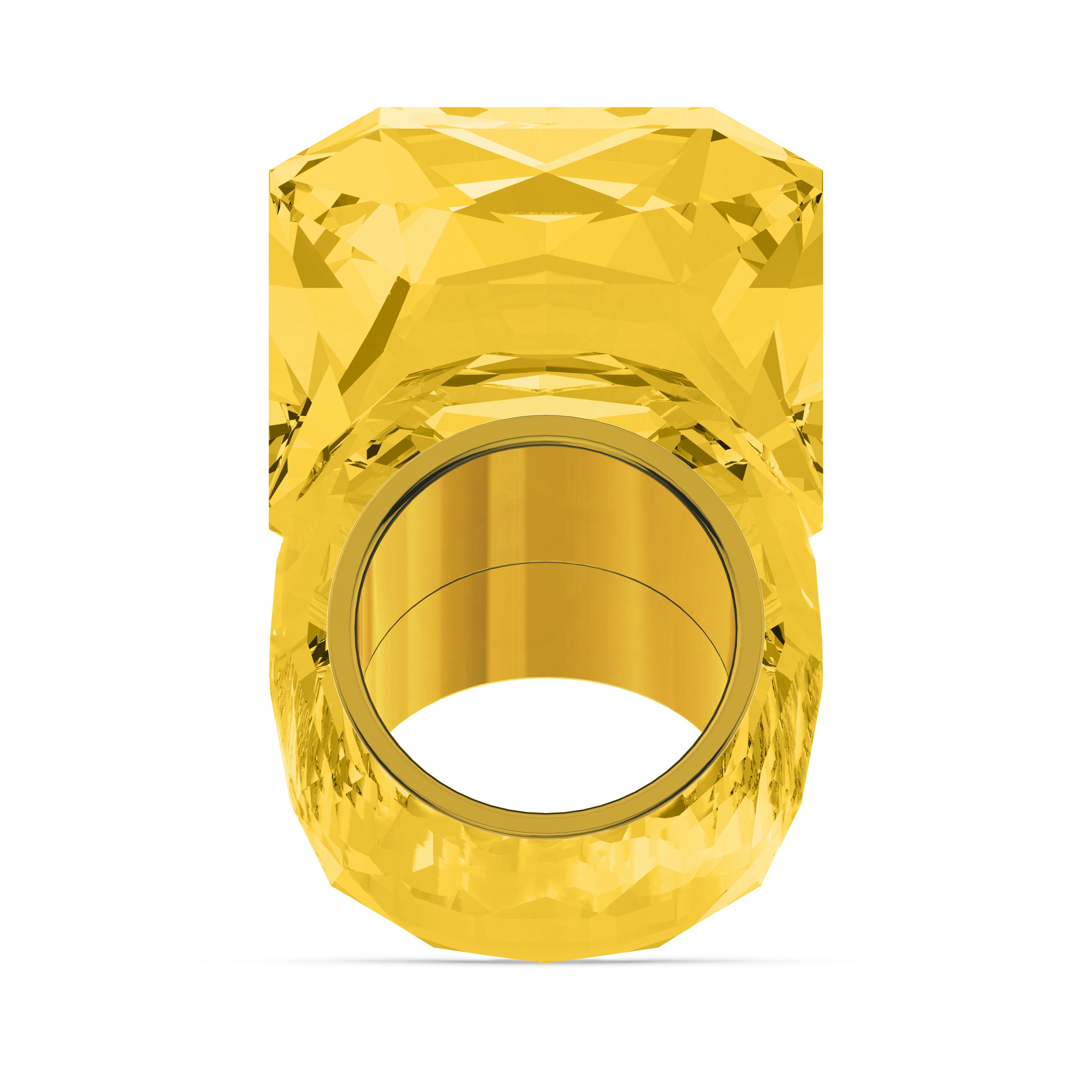 Light Topaz - Swarovski - Lucent cocktail ring, Oversized crystal, Octagon cut, Yellow Size 55 - 4